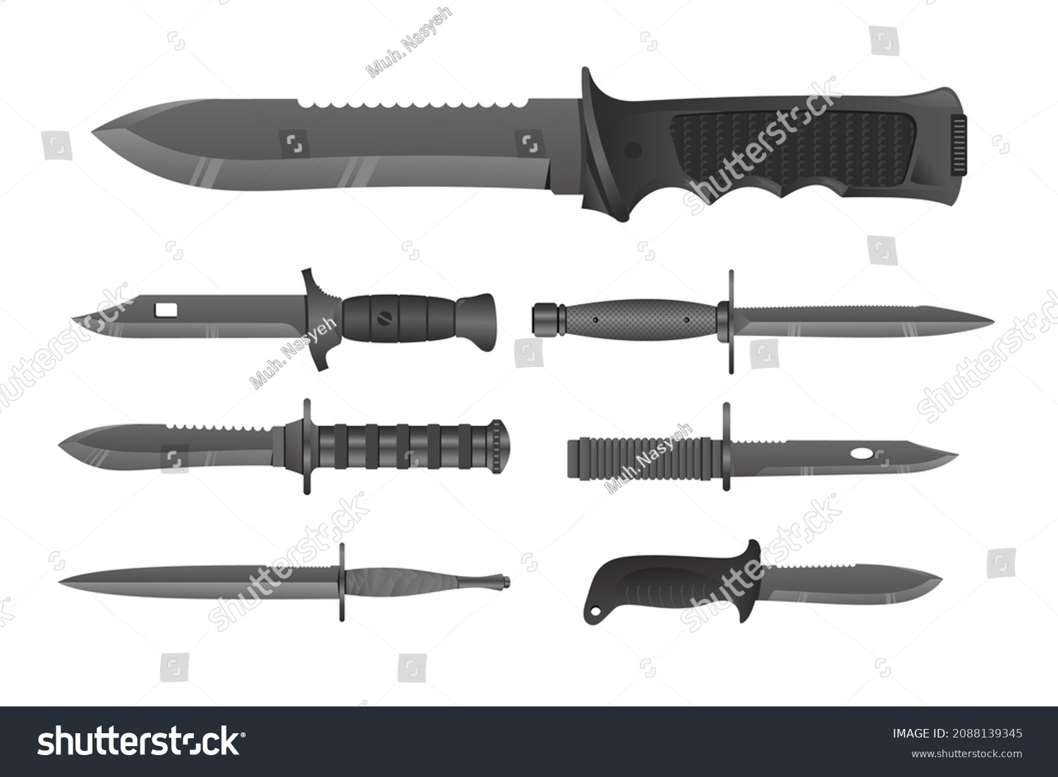 Realistic Military Knife Collection Vector File Stock Vector (Royalty ...