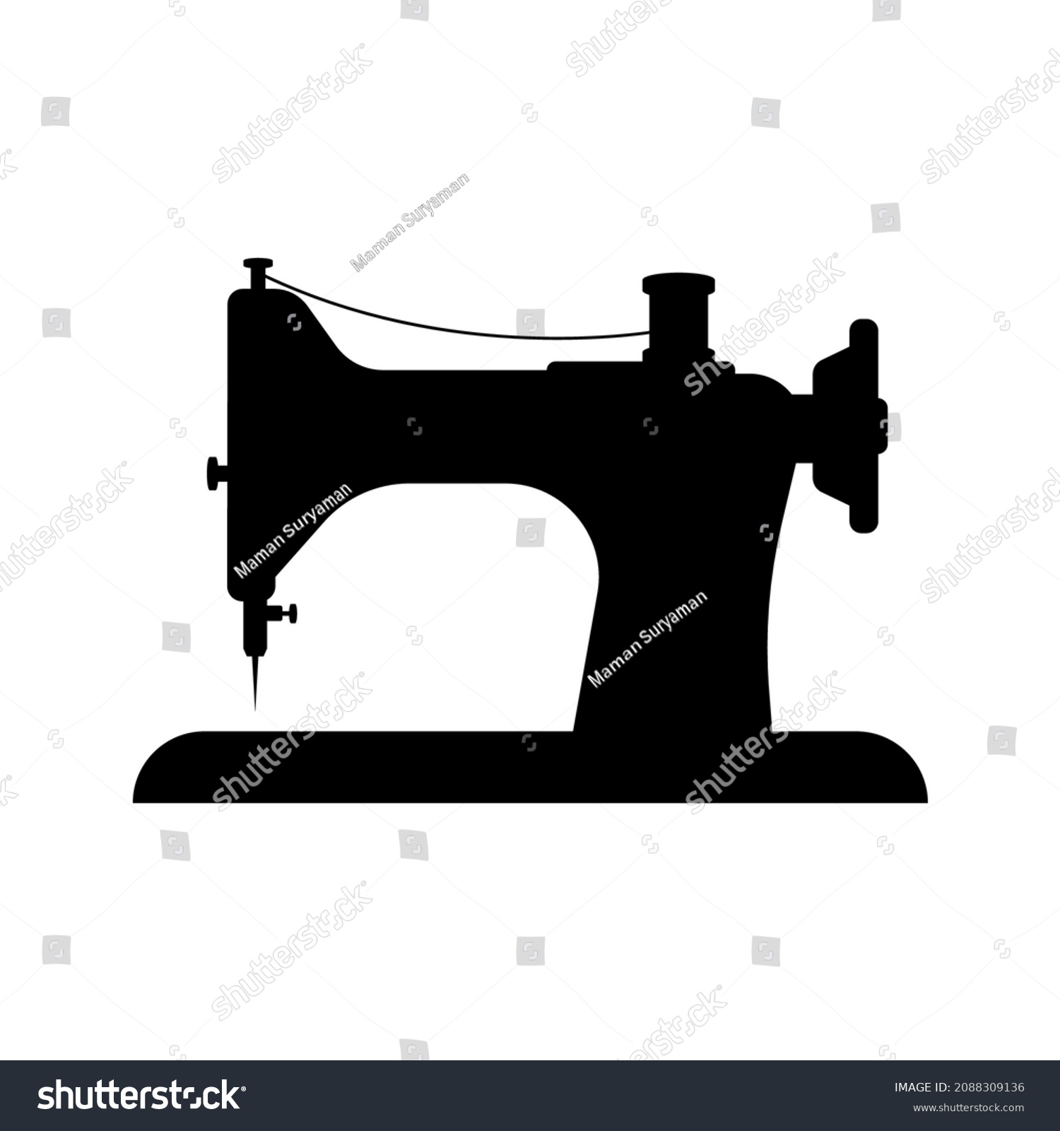 Sewing Machine Silhouette Isolated On White Stock Vector (Royalty Free ...