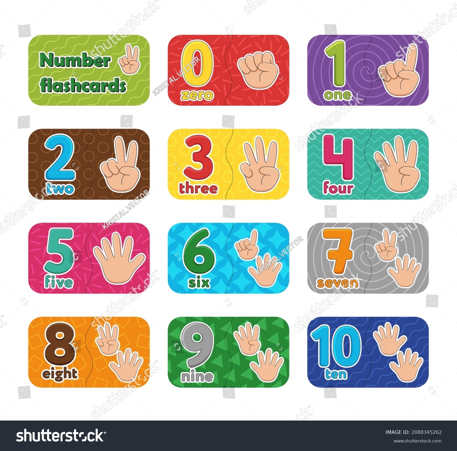 Childrens Educational Flashcards Numbers Counting On Stock Vector ...