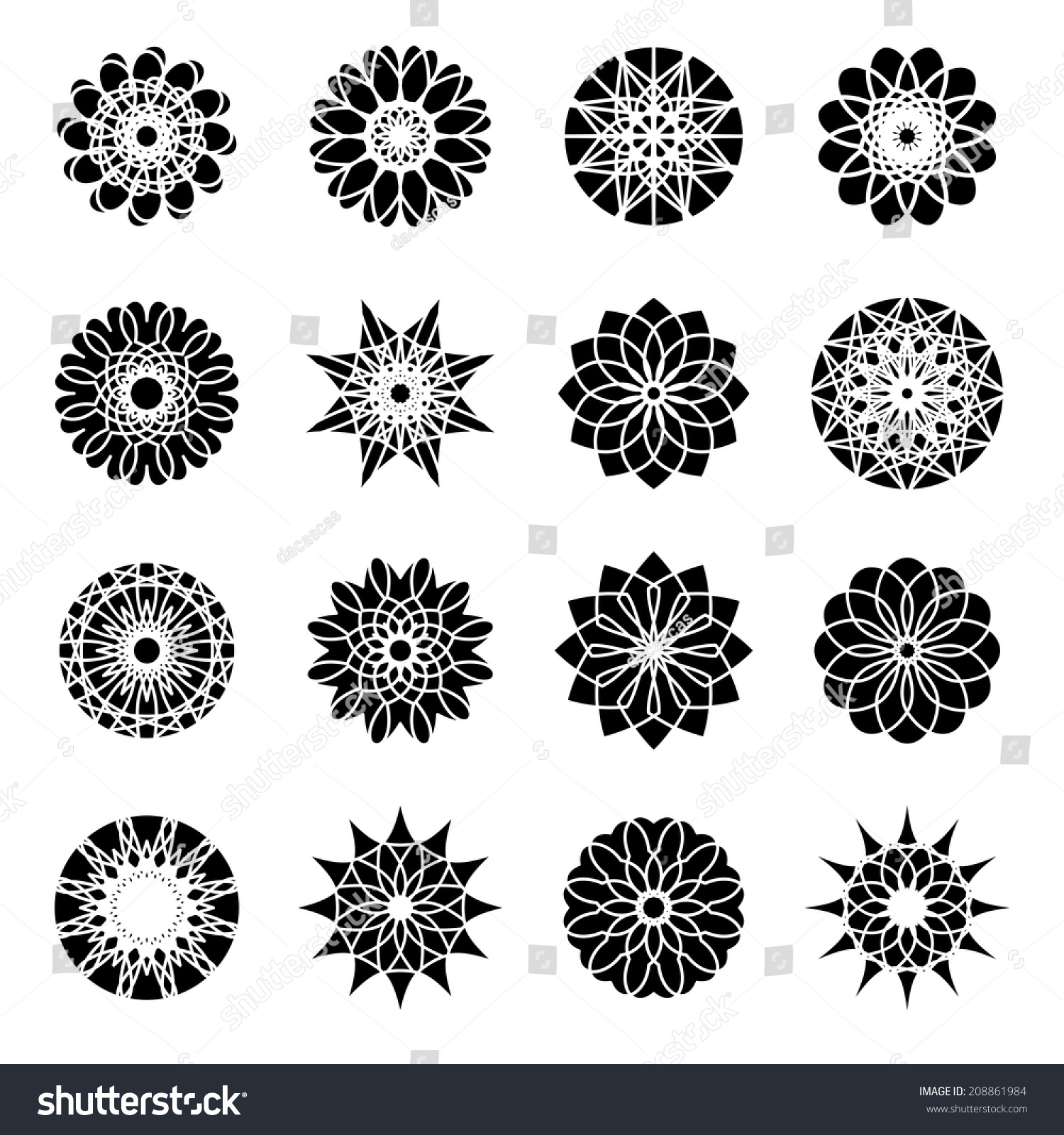 Black Round East Ornament Set Vector Stock Vector (Royalty Free ...