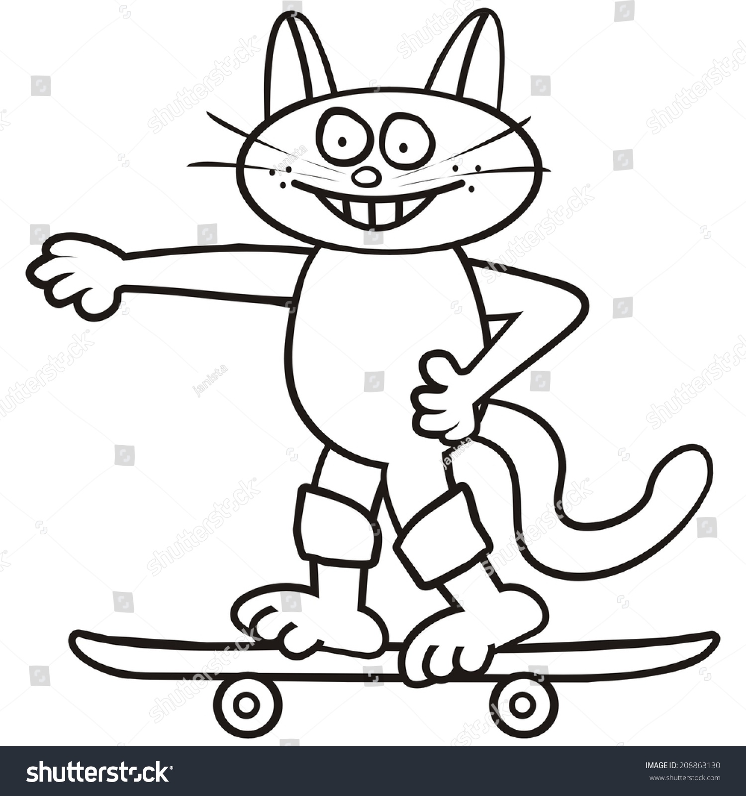 Tomcat Skateboard Coloring Book Stock Vector (Royalty Free) 208863130 ...