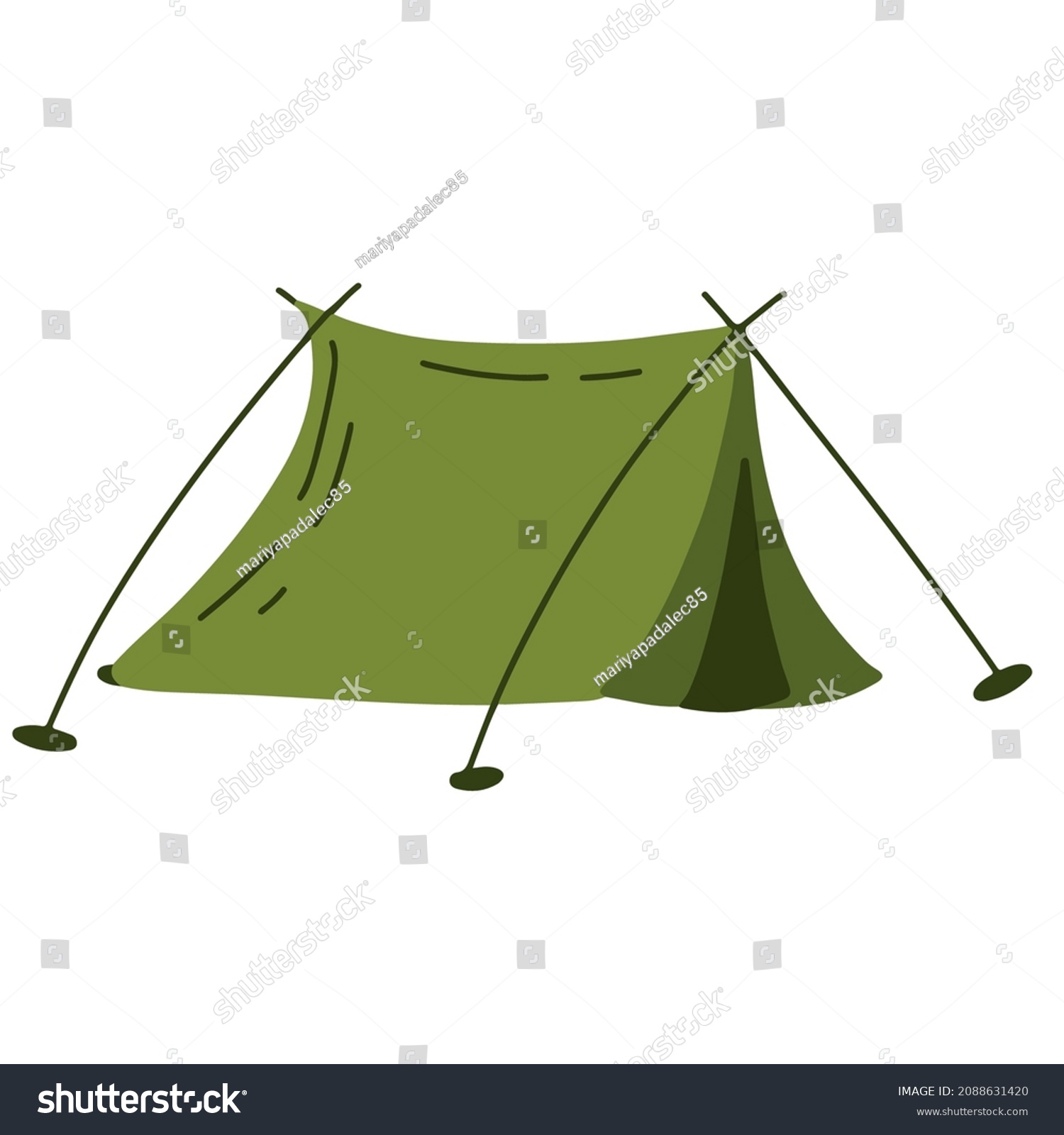 Green Tent Vector Illustration Isolated On Stock Vector (Royalty Free ...