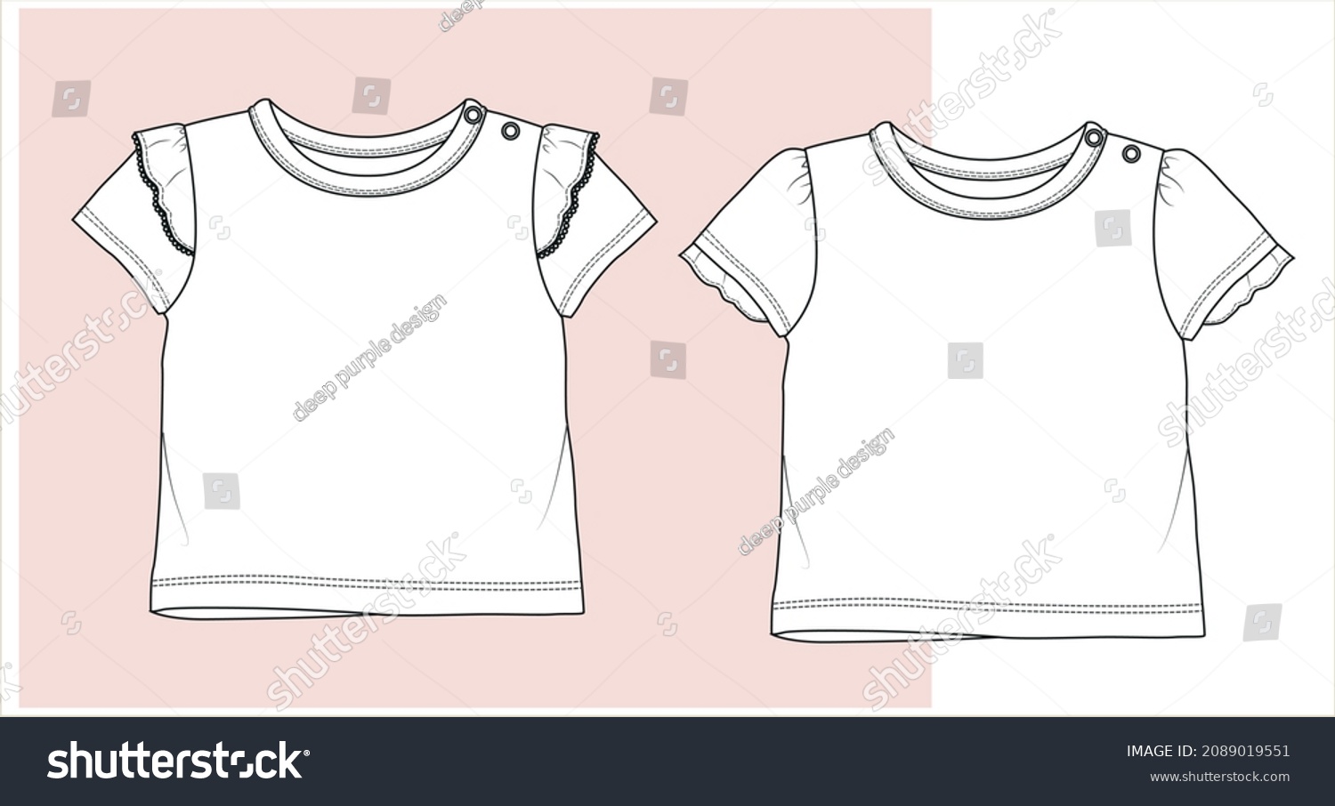 Girl T Shirt Design Flat Sketch Stock Vector (royalty Free) 2089019551 