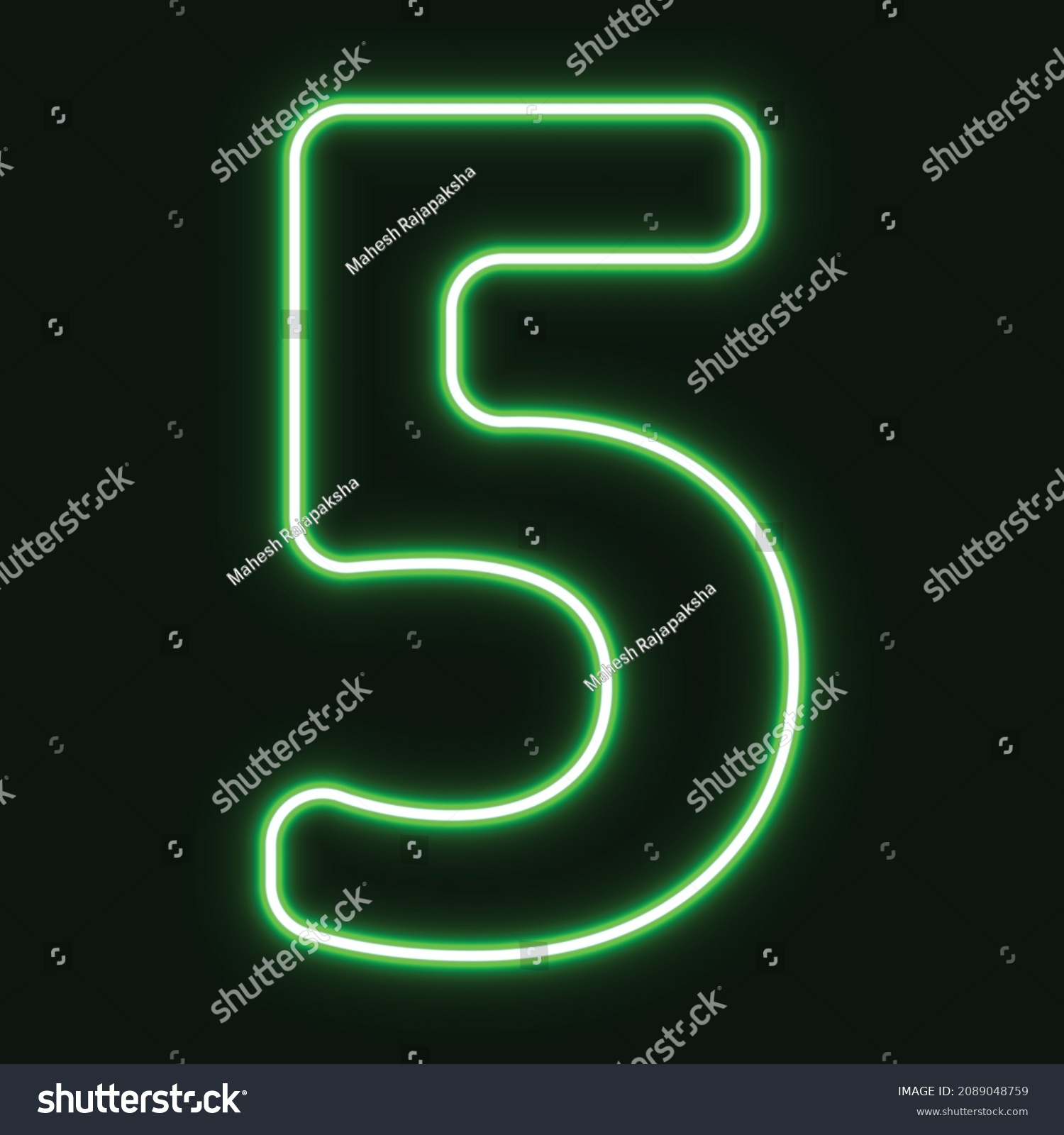 Number Five Symbol Sign Neon Light Stock Vector (Royalty Free ...