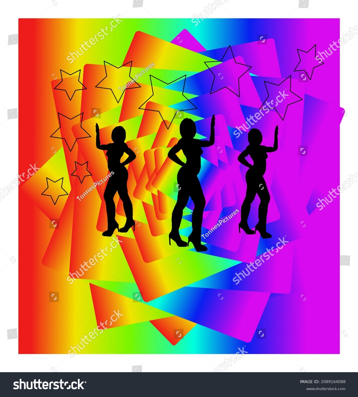 Rainbow Background Woman Dancing Disco Stock Vector Royalty Free 2089164088 Shutterstock 9114