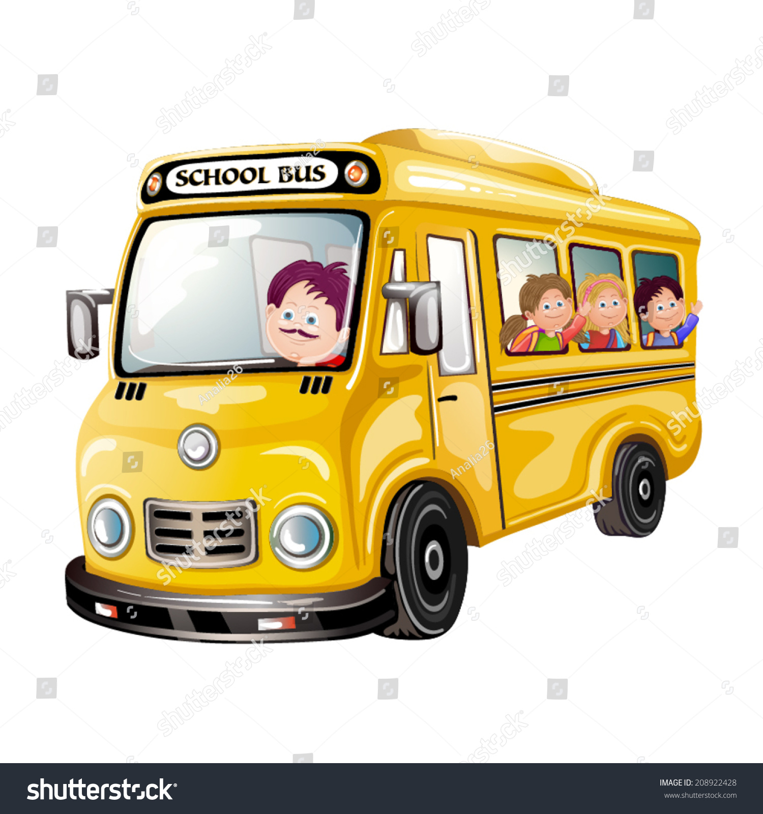 Illustration Happy Children On School Bus Stock Vector (Royalty Free ...