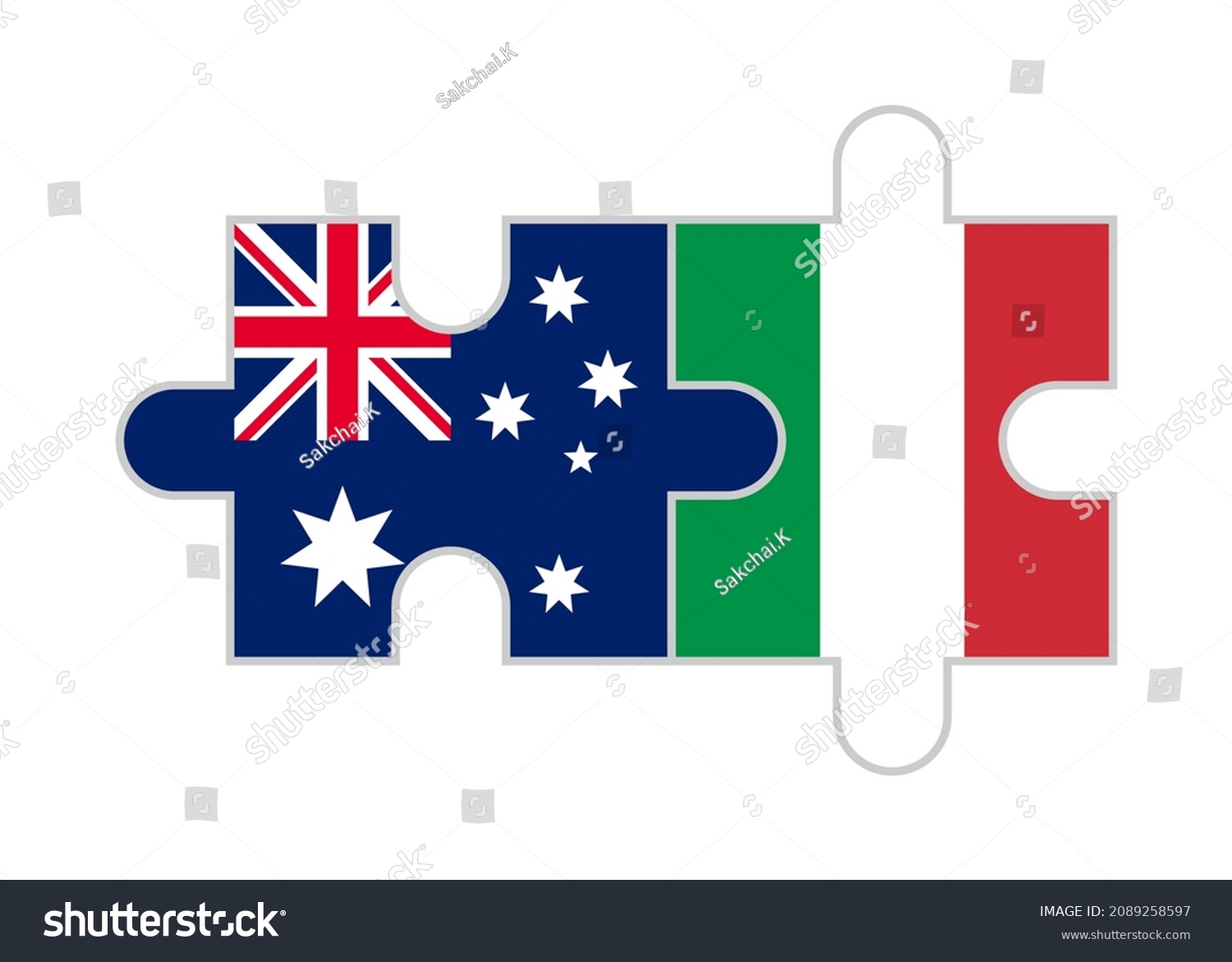 Puzzle Pieces Australia Italy Flags Vector Stock Vector (Royalty Free ...