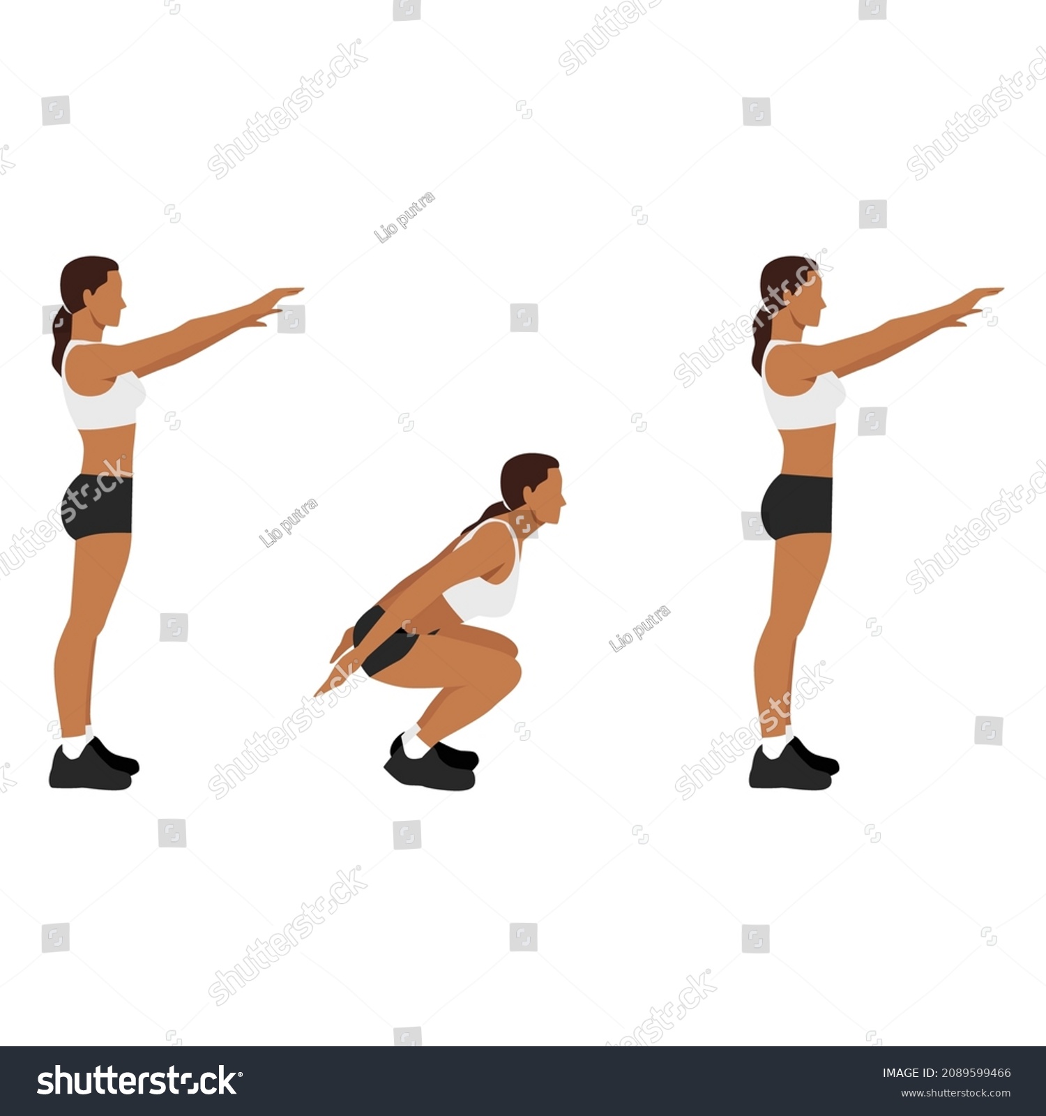 Woman Doing Hindu Squats Exercise Flat Stock Vector (Royalty Free ...