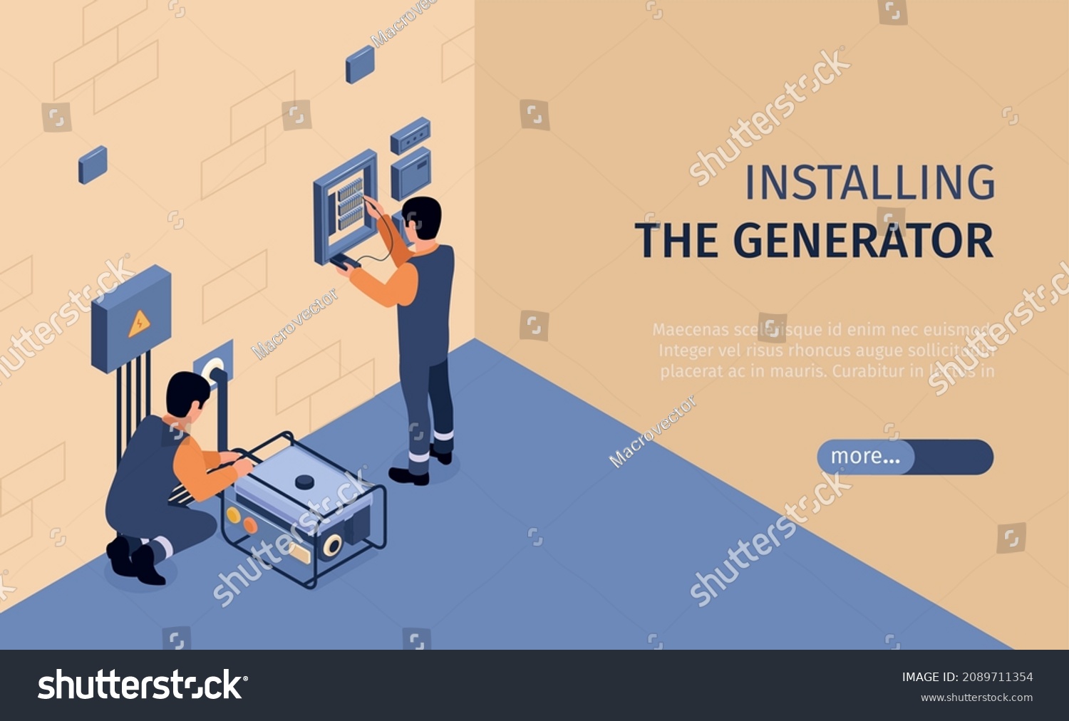 Home Electrical Service Horizontal Banner Electricians Stock Vector ...