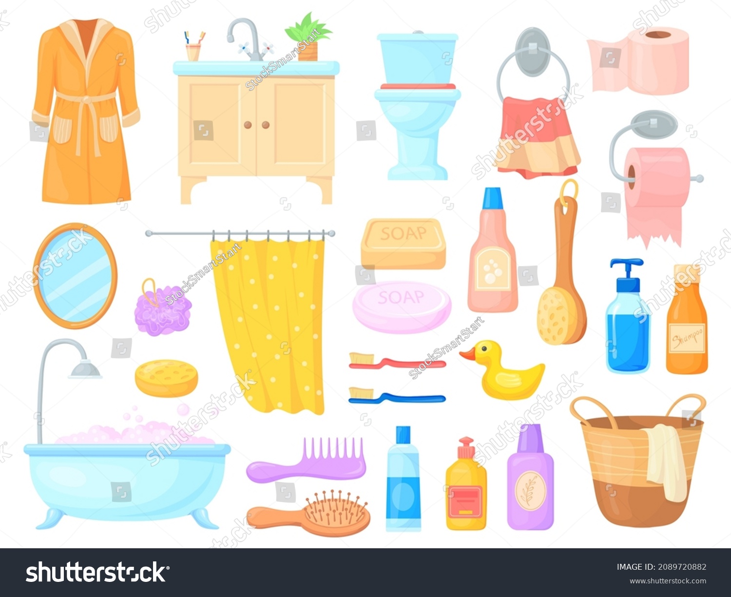 Bathroom Accessories Cartoon Bath Accessory Soap Stock Vector (Royalty ...