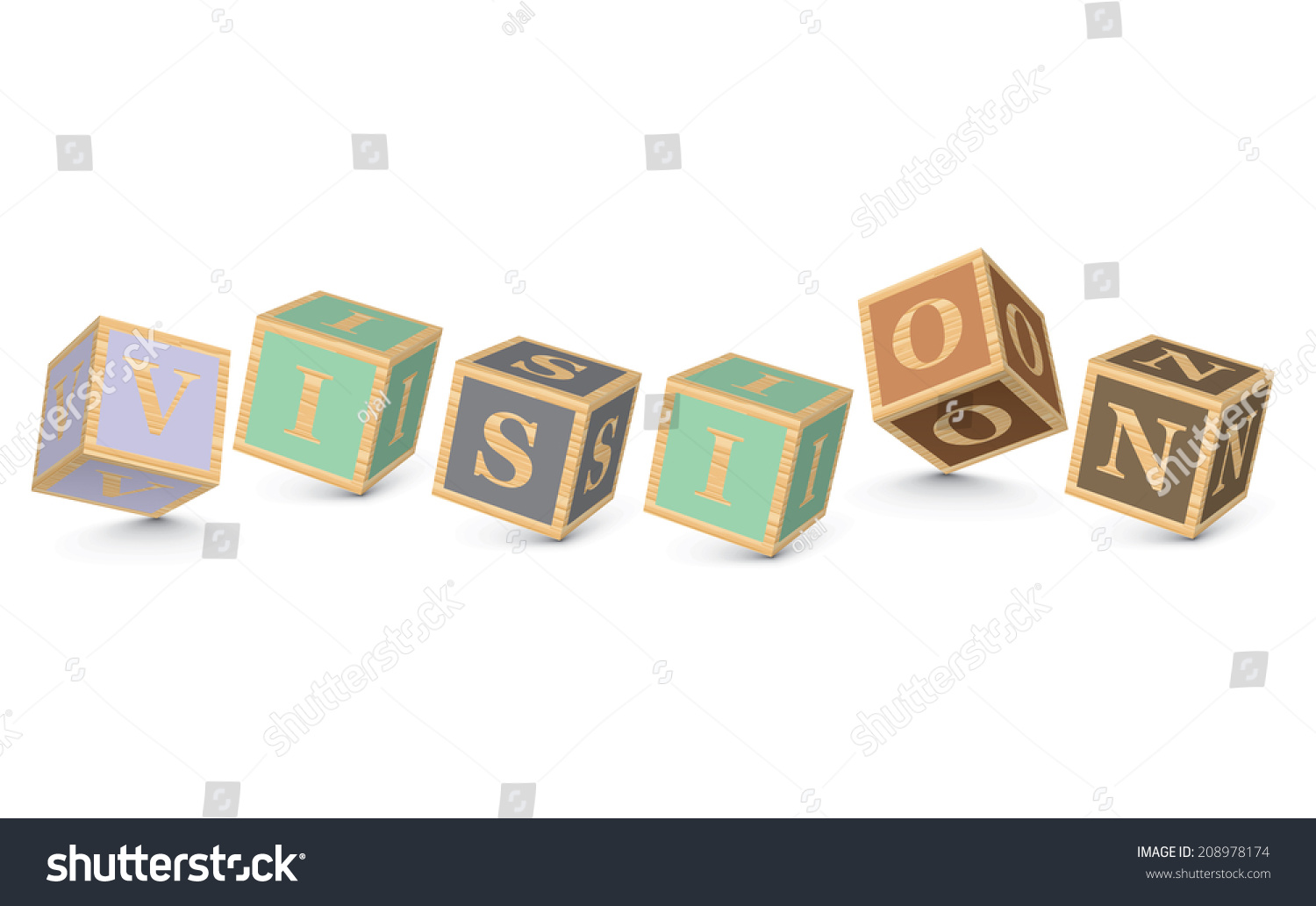 Vision Written Alphabet Blocks Vector Illustration Stock Vector 