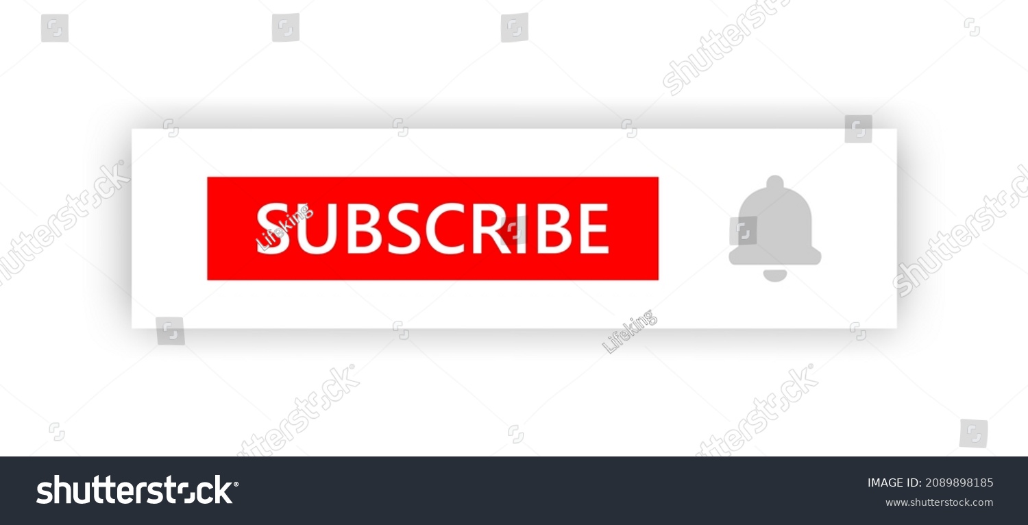 Subscribe Button Notification Bell Icon Red Stock Vector Royalty Free