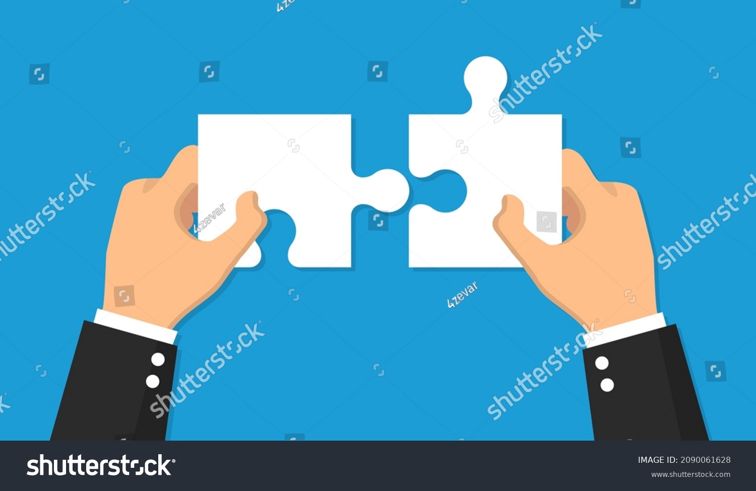 Hands Holding Puzzle Pieces Vector Illustration Stock Vector (Royalty ...