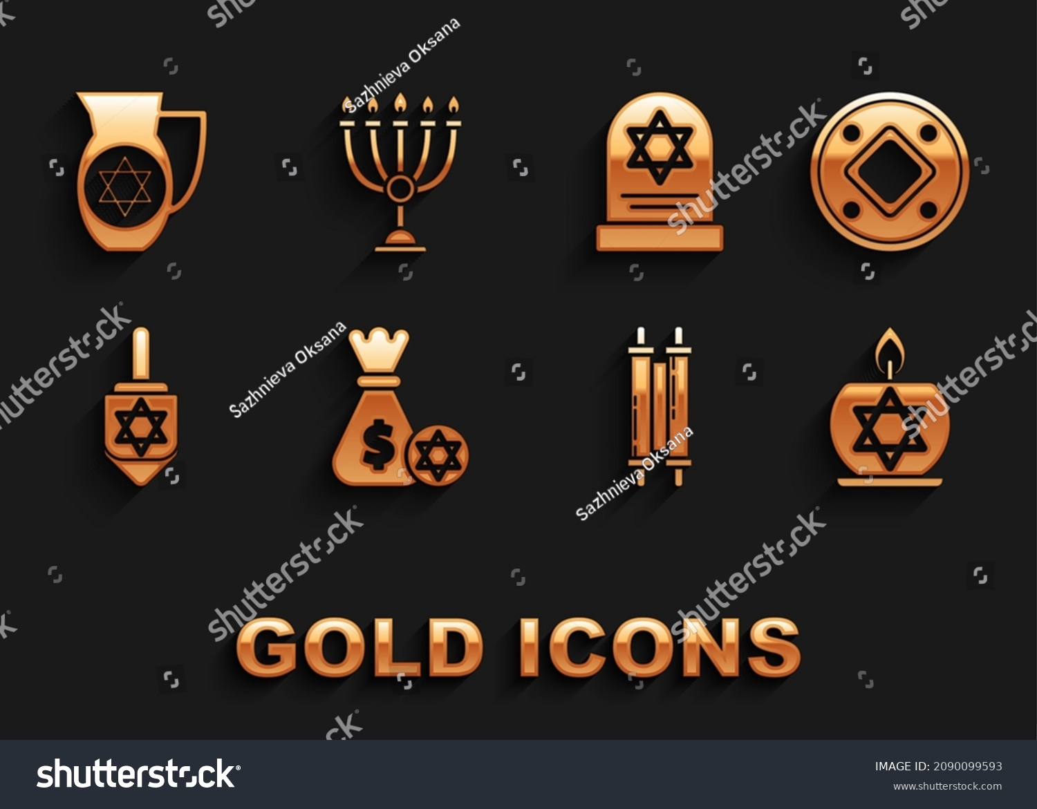 Set Jewish Money Bag Star David Stock Vector (Royalty Free) 2090099593 ...