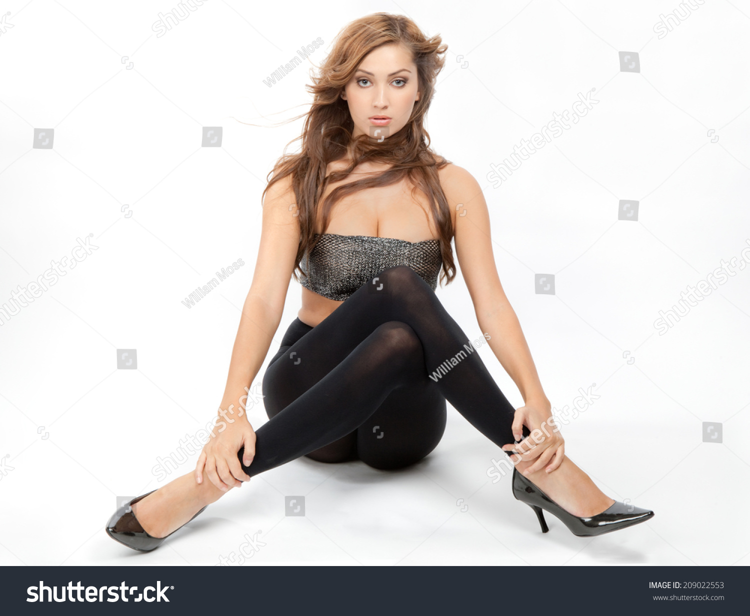 Sexy Woman Tube Top Tights Stock Photo picture