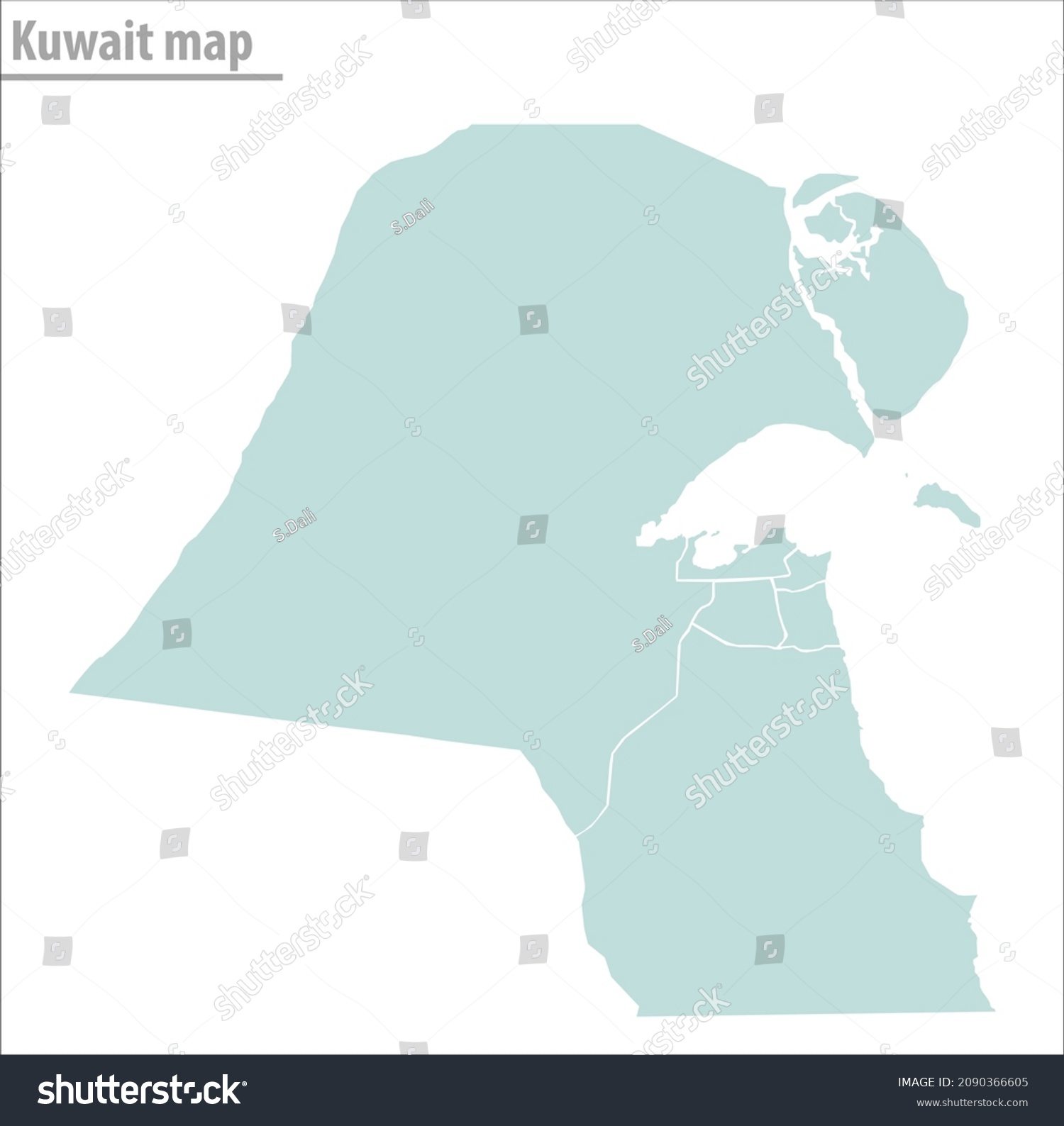 Kuwait Map Illustration Vector Detailed Kuwait Stock Vector (Royalty ...