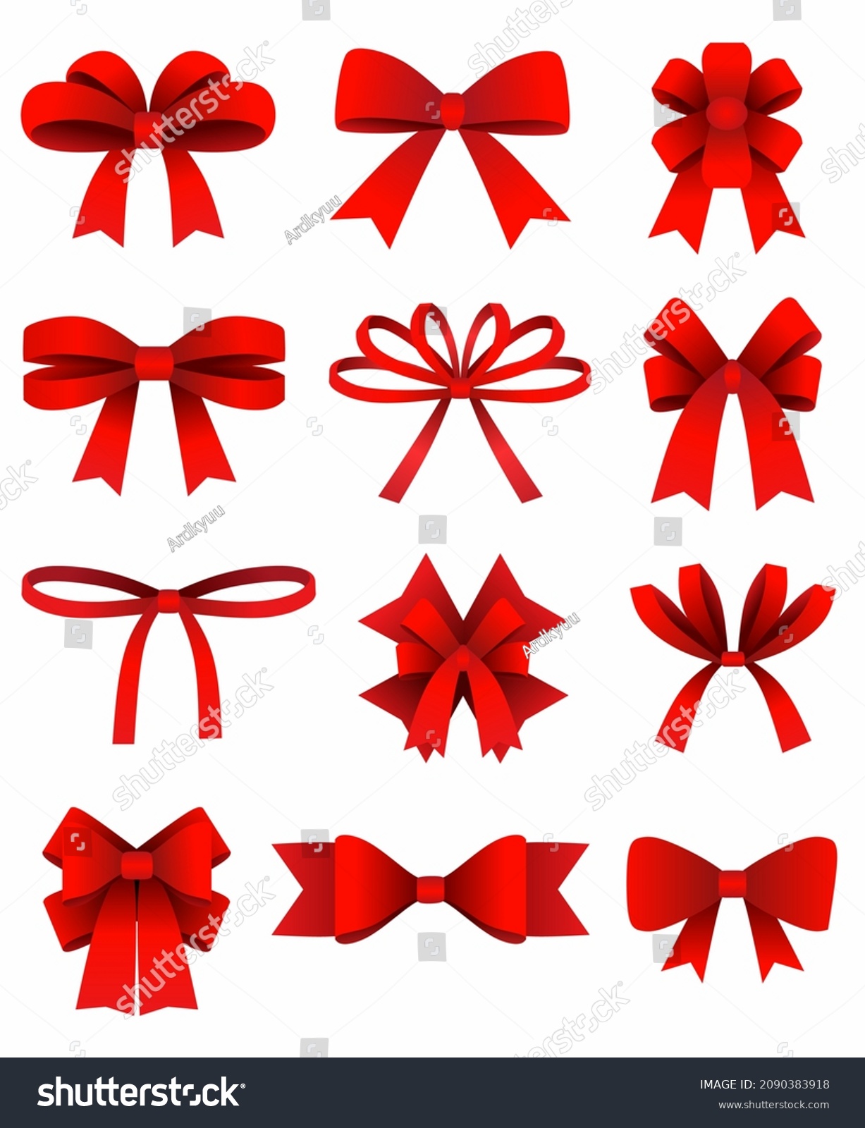 Set Red Bows Ribbon Collection Isolated Stock Vector (Royalty Free ...