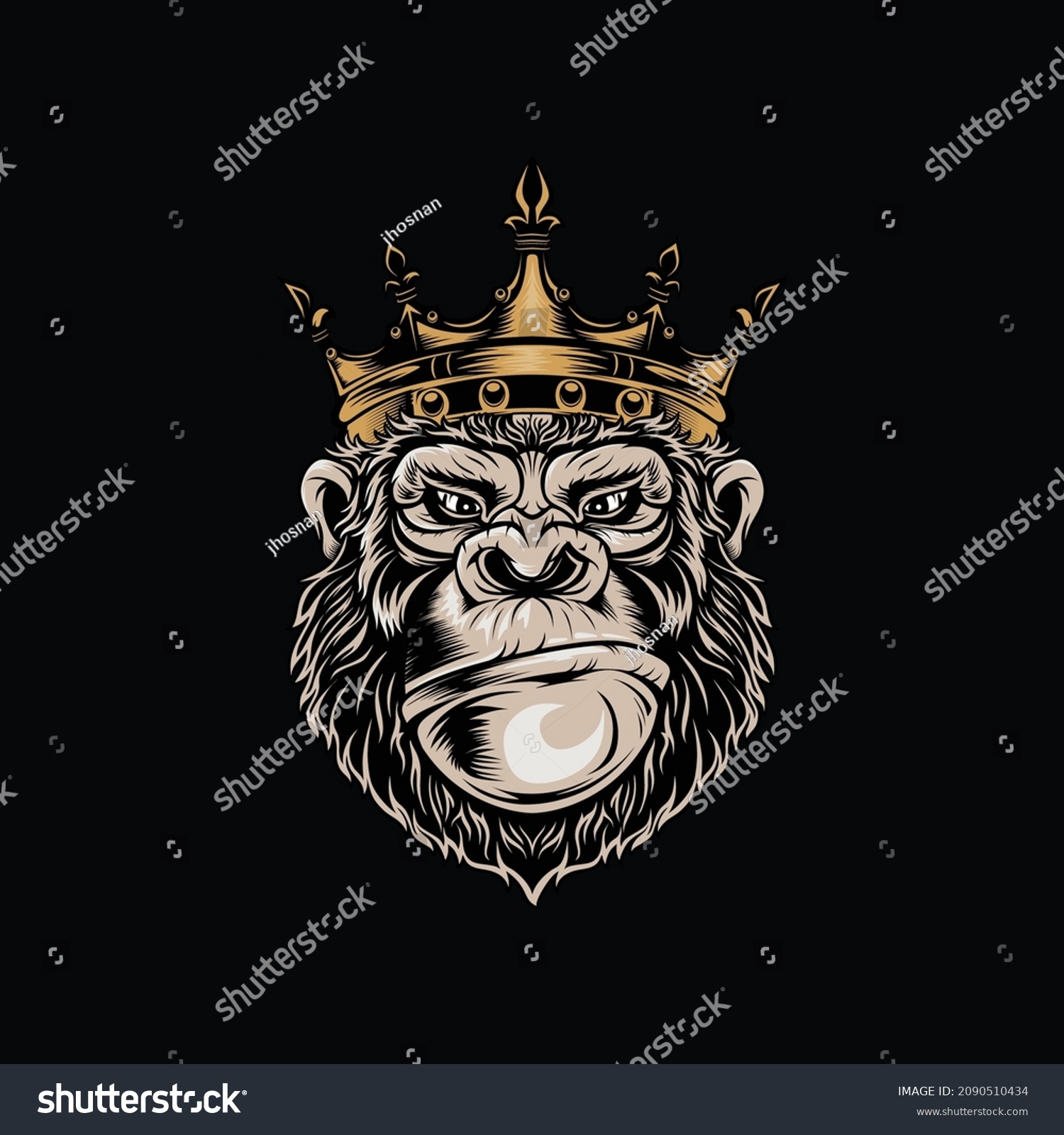 Spooky Gorilla Face Illustration Logo Stock Vector (Royalty Free ...