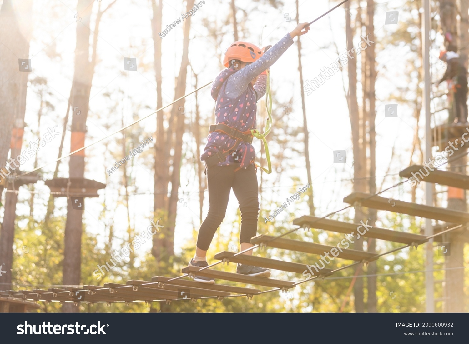 Happy Little Girl Rope Park On Stock Photo 2090600932 | Shutterstock