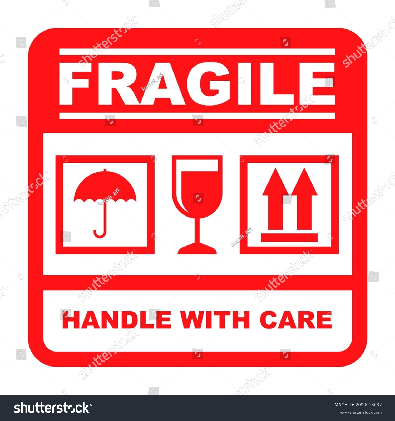 Handle Care Vector Illustration Red Label Stock Vector (Royalty Free ...