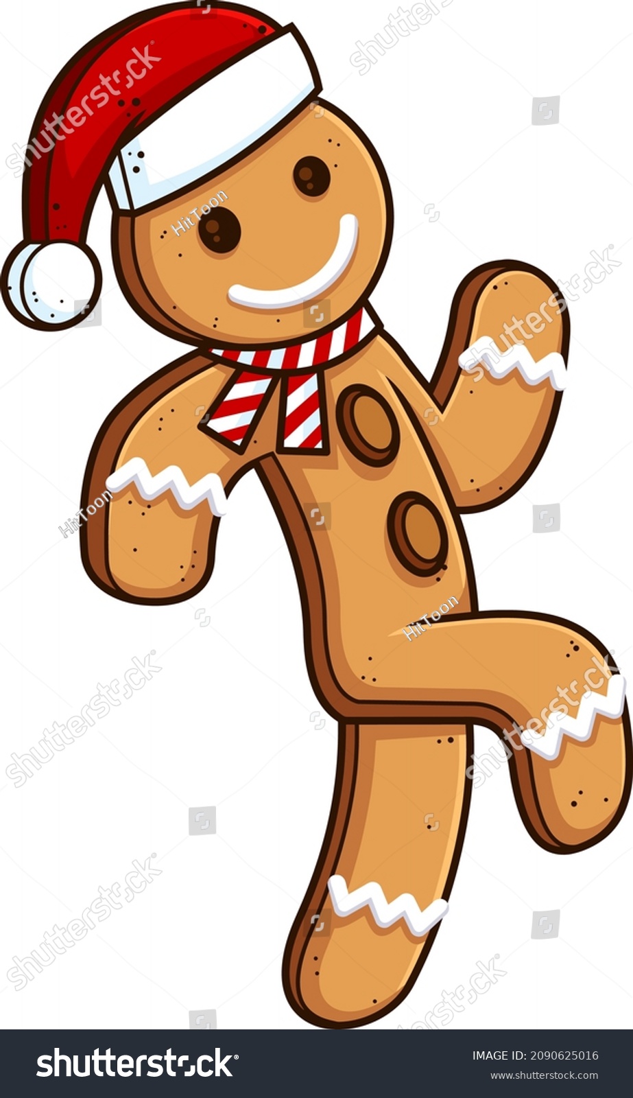 Christmas Gingerbread Man Cartoon Character Running Stock Vector