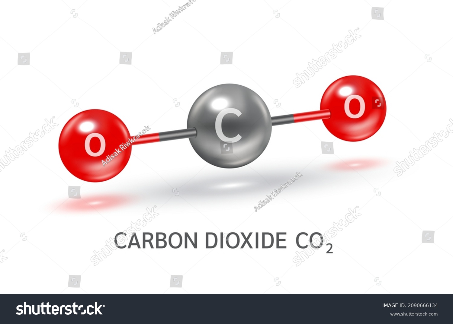 Carbon Dioxide Co2 Molecule Models Grey Stock Vector (Royalty Free ...