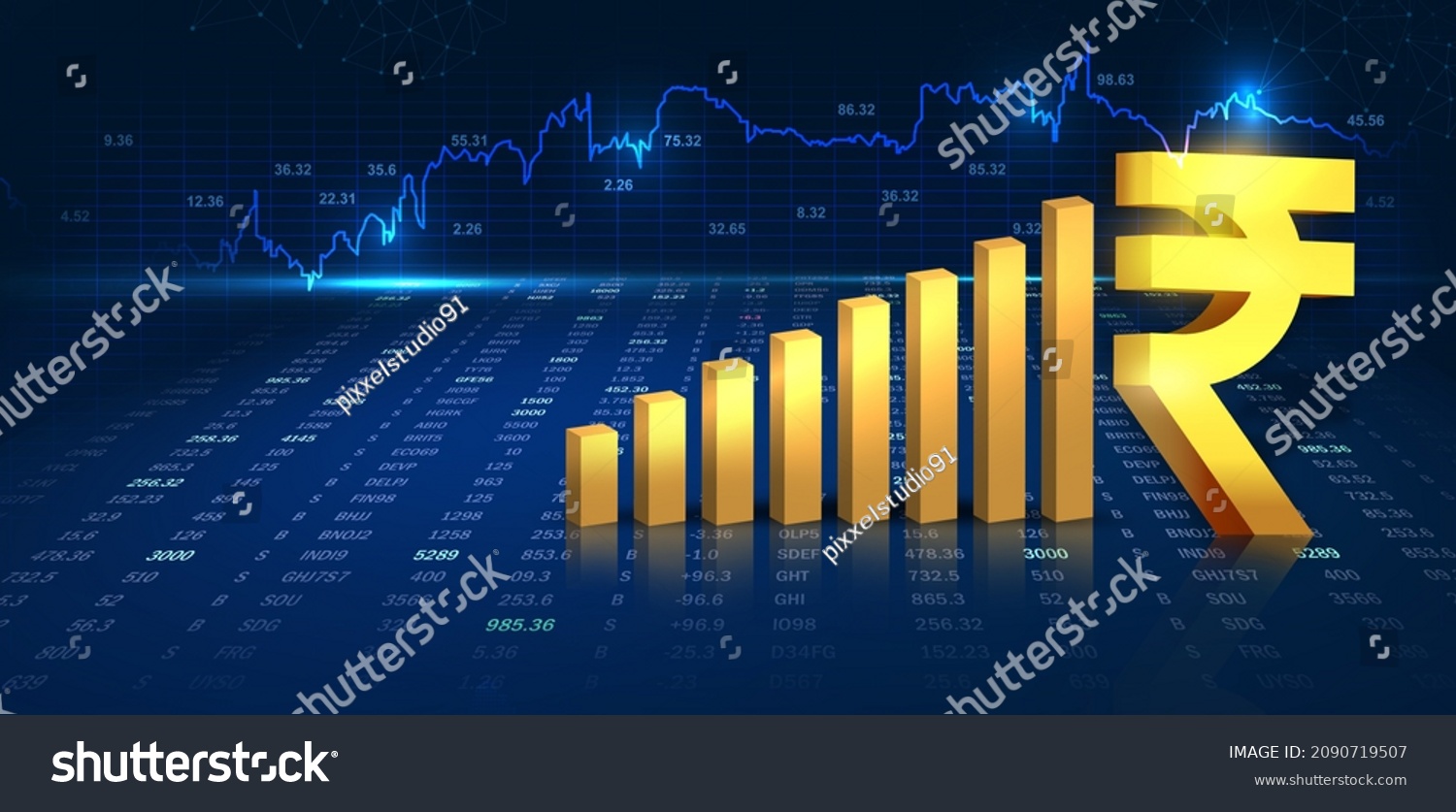 Online Business Growth Concept Indian Rupee Stock Illustration 