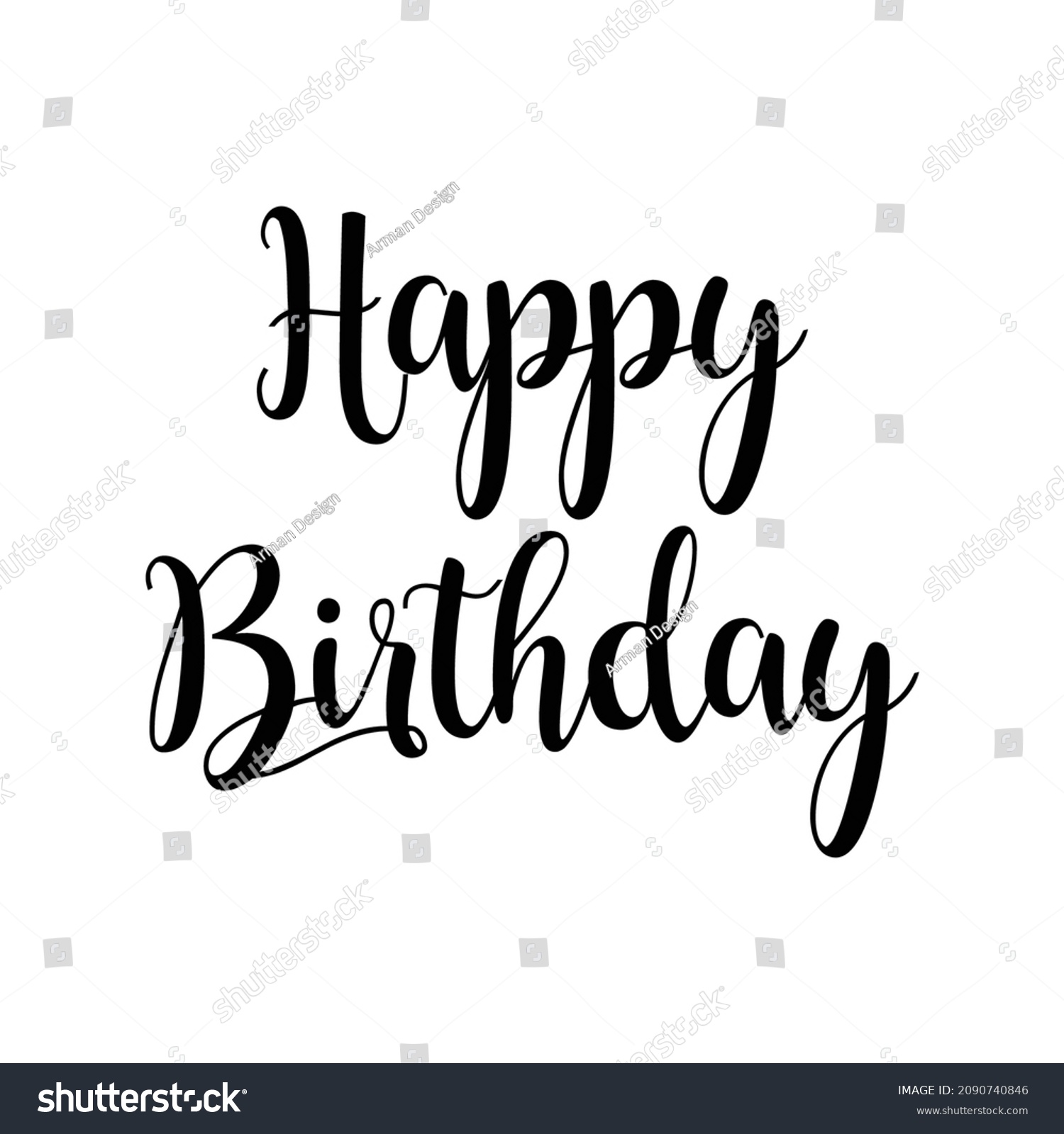 Happy Birthday Greeting Card Modern Calligraphy Stock Vector (Royalty ...