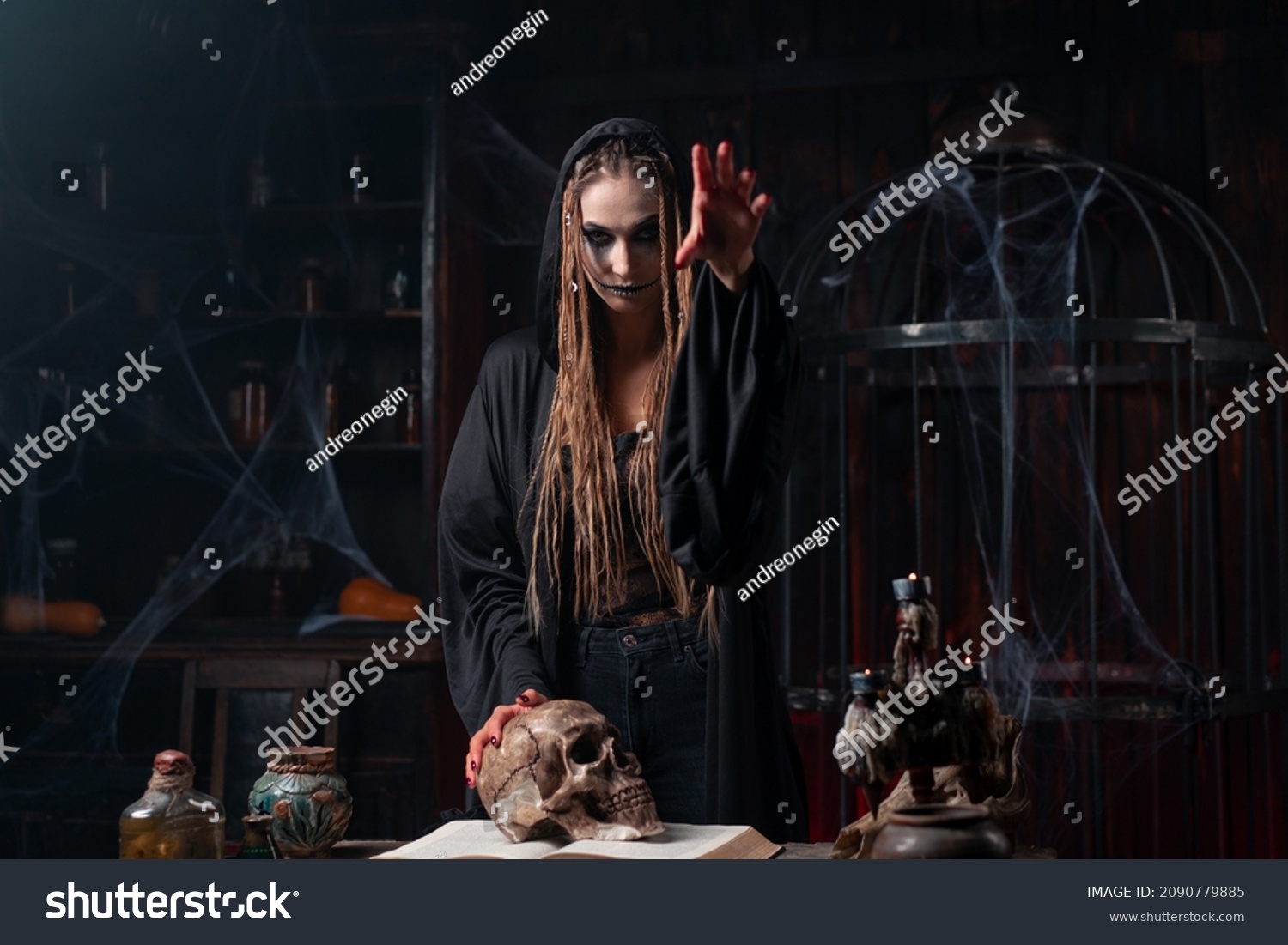 Halloween Concept Witch Portrait Close Dreadlocks Stock Photo ...