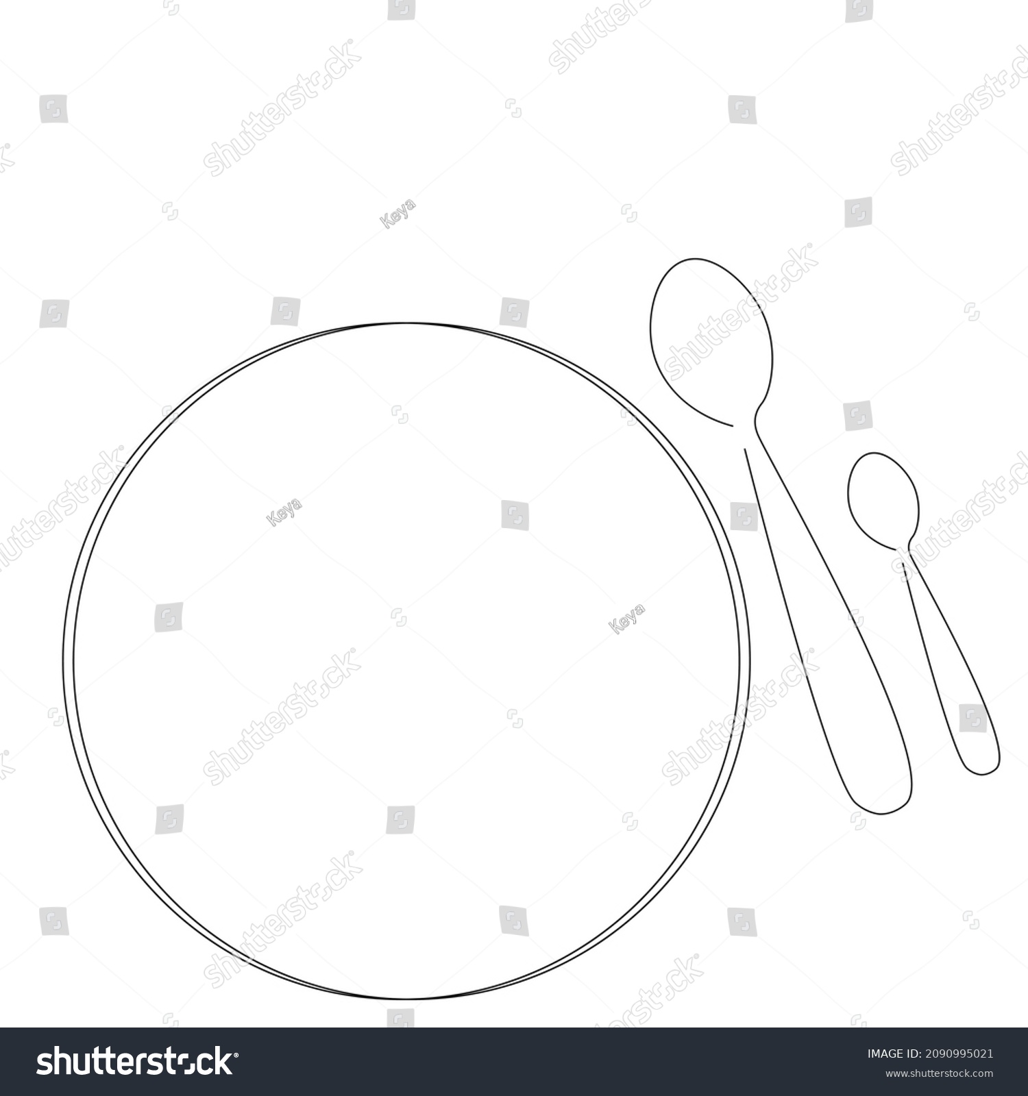Spoon Silhouette Line Drawing Vector Illustration Stock Vector (Royalty ...