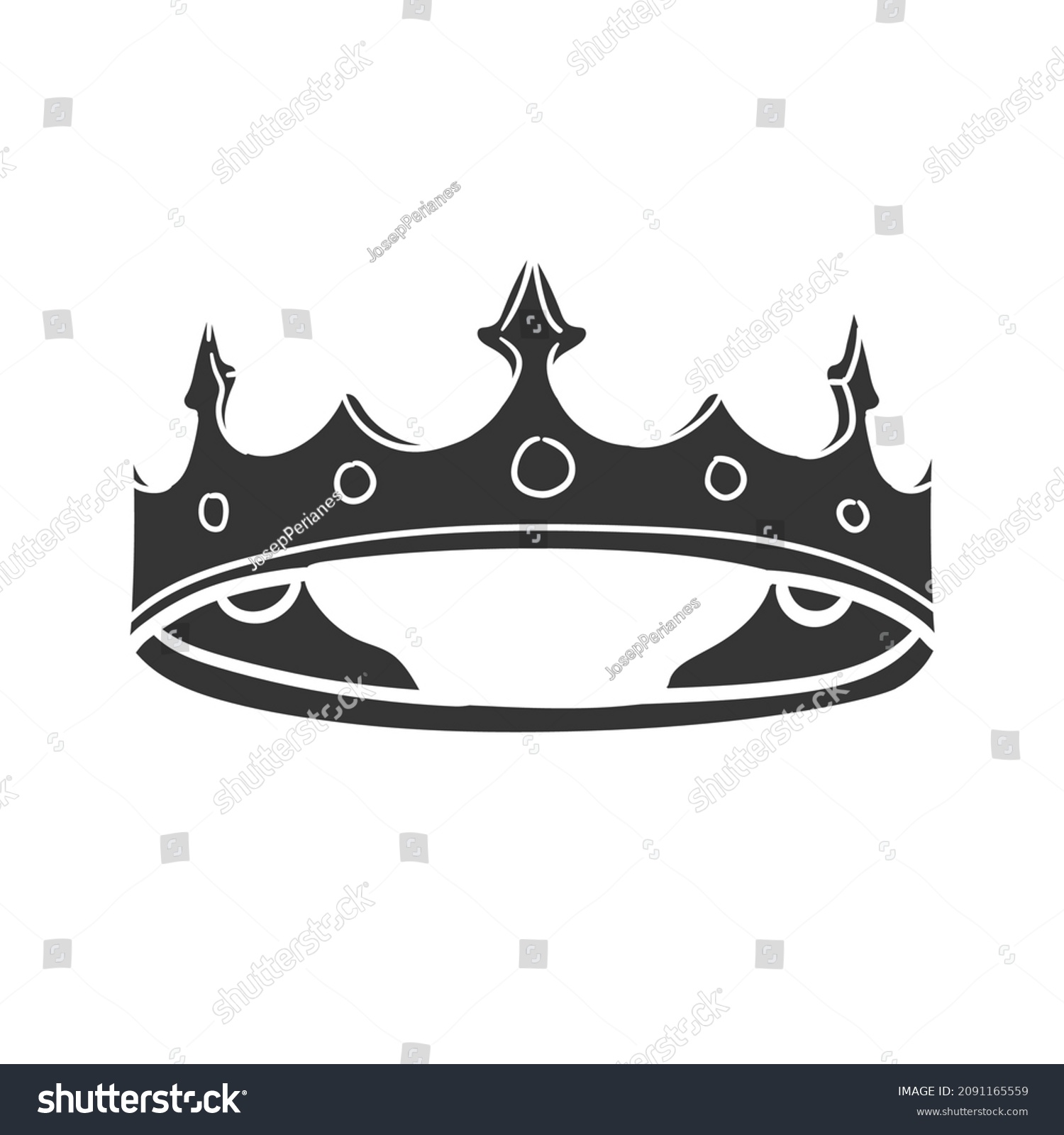 Crown Medieval Icon Silhouette Illustration Aristocracy Stock Vector ...