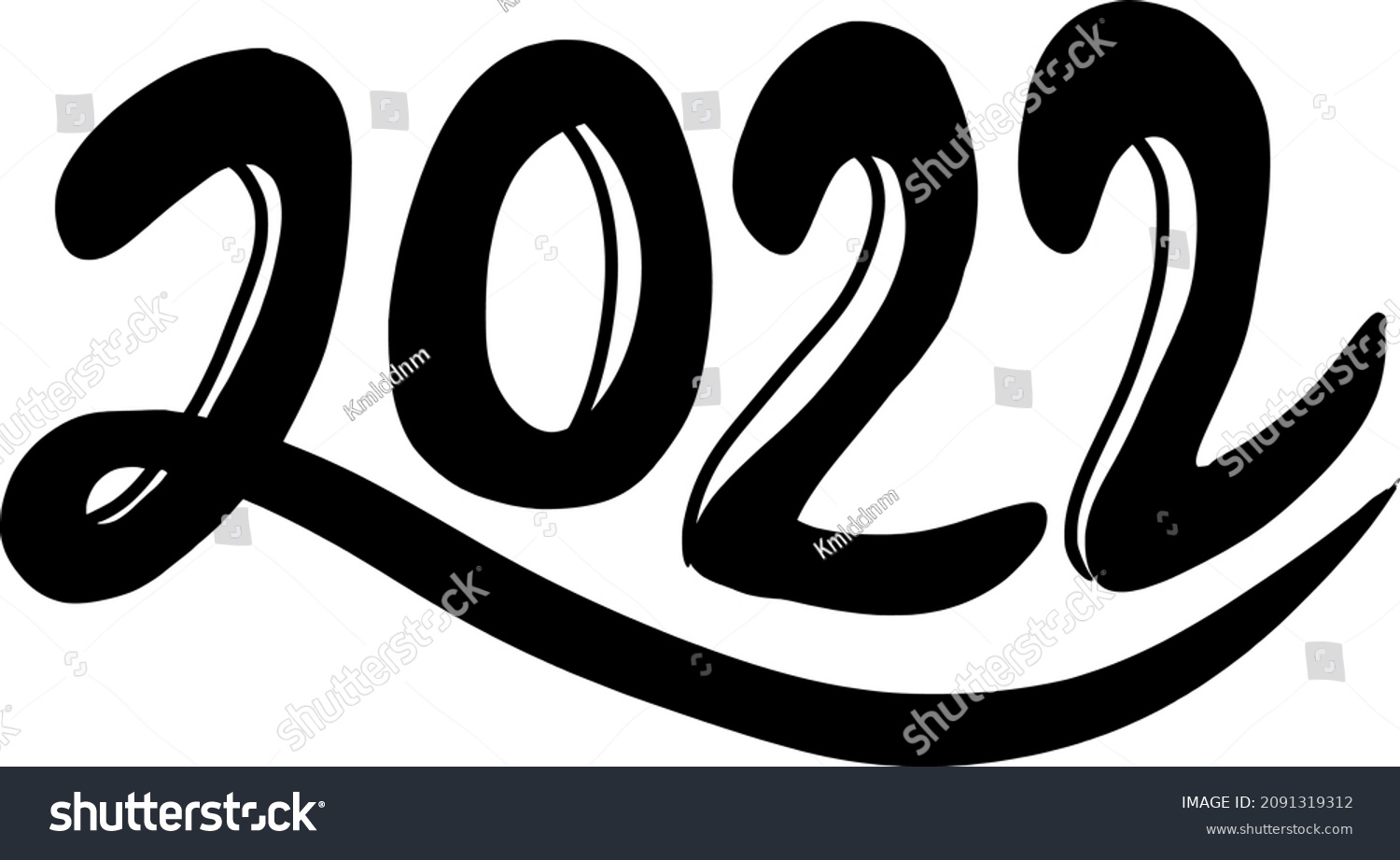 2022 Hand Written Lettering On White Stock Vector (Royalty Free ...