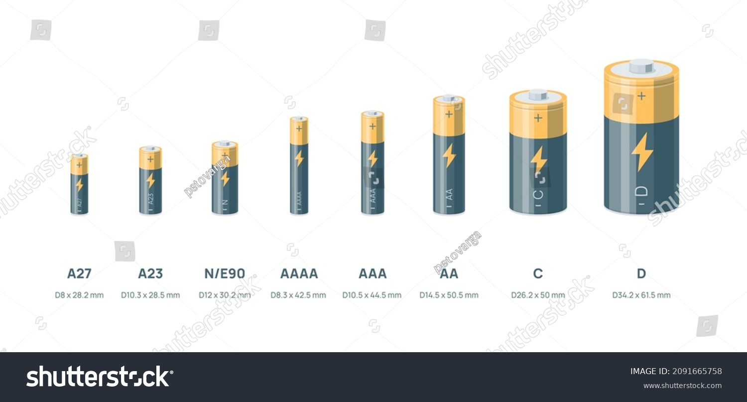 Cylinder Battery Cells Compare Rechargeable Lithium Stock Vector ...