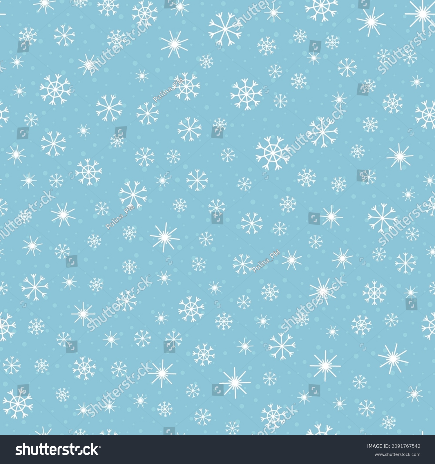 Snowflakes Seamless Pattern On Light Blue Stock Vector (Royalty Free ...