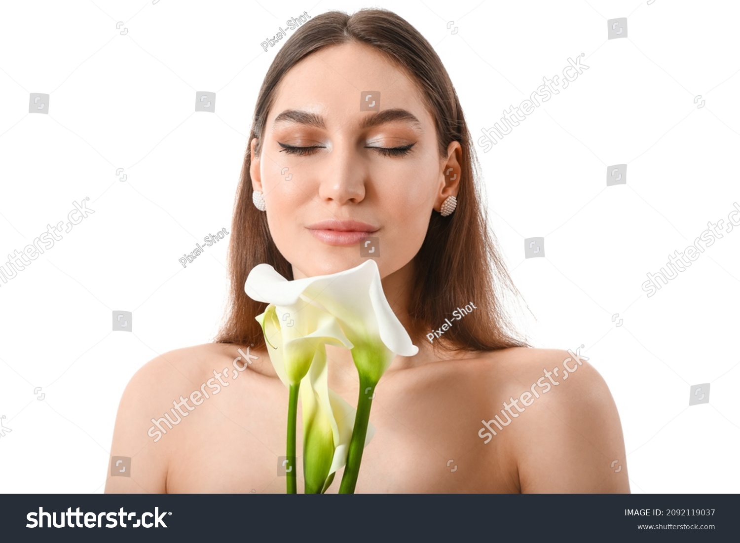 Beautiful Naked Woman Calla Flowers On Stock Photo Shutterstock