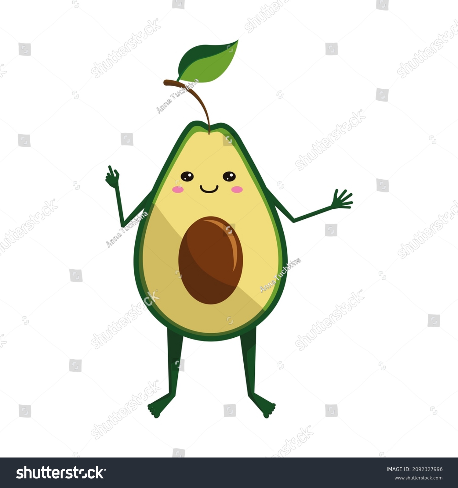 Cute Avocado Funny Fruit Arms Legs Stock Illustration 2092327996 ...