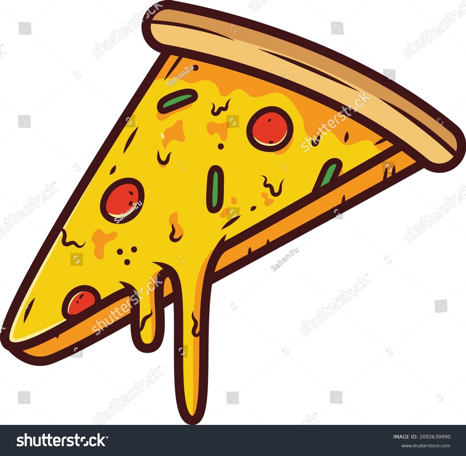 Melting Piece Cheese Pizza Cartoon Type Stock Vector (Royalty Free ...