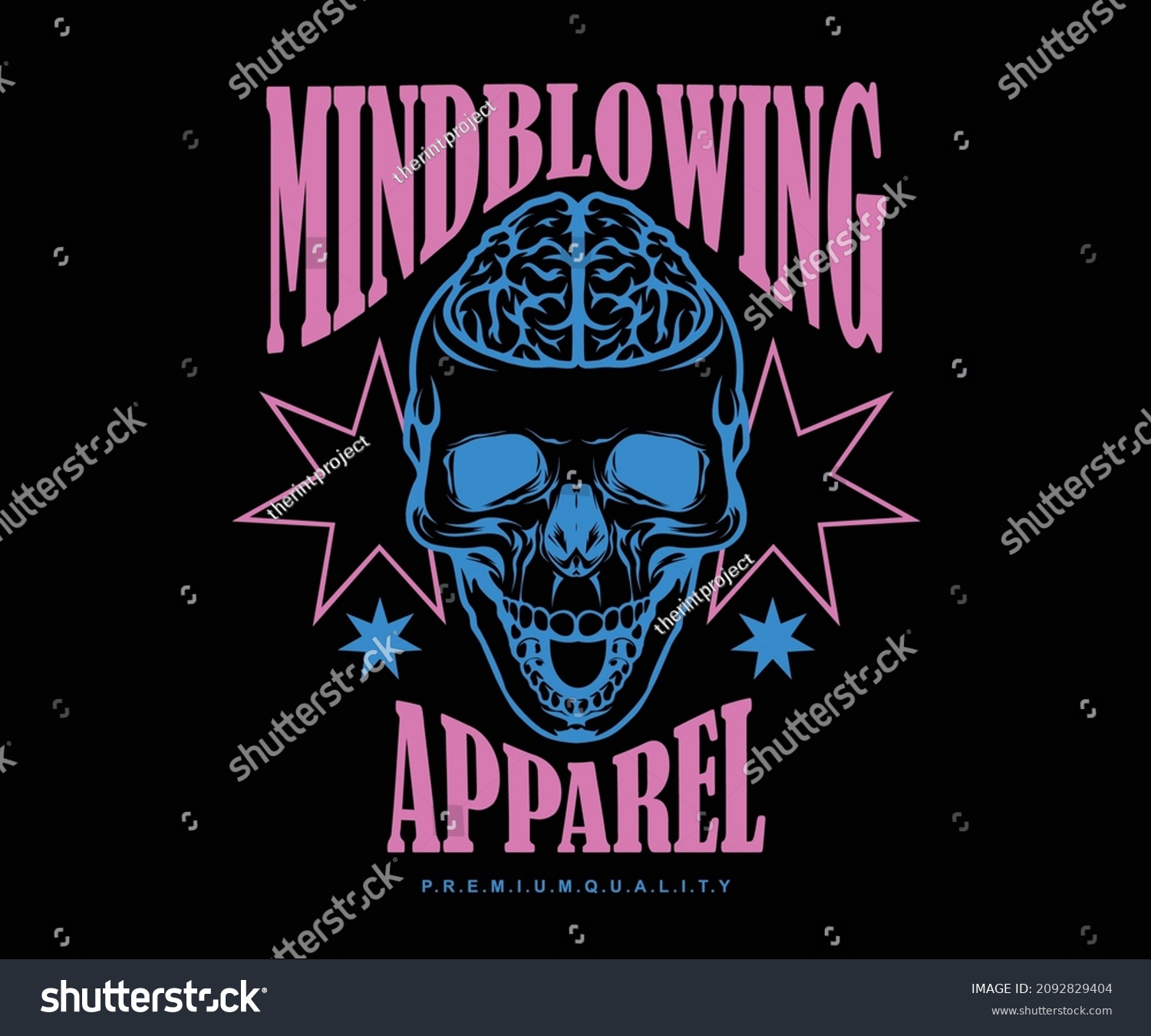 Mindblowing Futuristic Illustration Skull T Shirt Stock Vector (Royalty ...