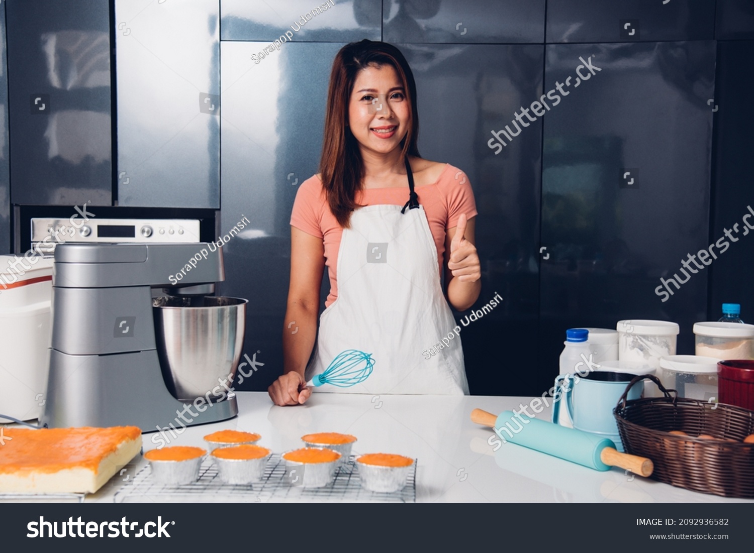 Portrait Woman Owner Bakery Shop Her Stock Photo 2092936582 Shutterstock   Stock Photo Portrait Woman Owner Bakery Shop In Her Kitchen 2092936582 