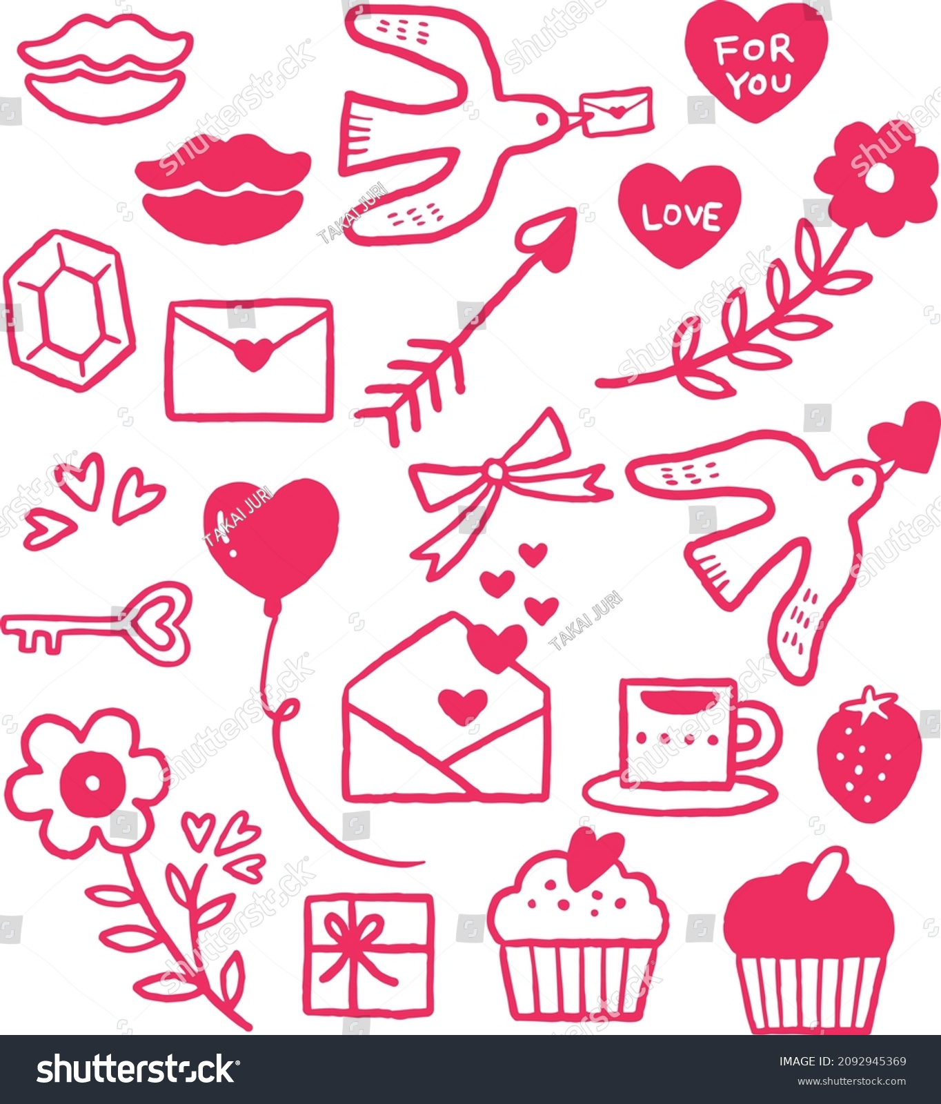 Clip Art Valentines Day Line Art Stock Vector (Royalty Free) 2092945369 ...