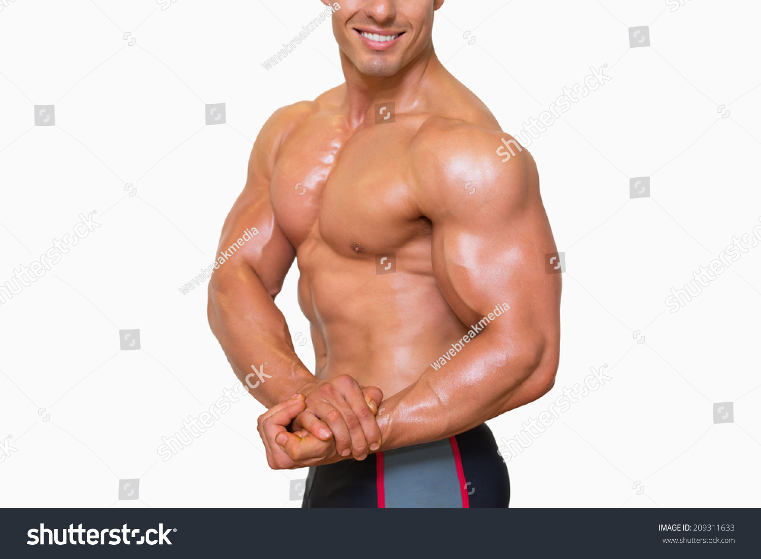 Smiling Shirtless Muscular Man Posing Over Stock Photo Shutterstock