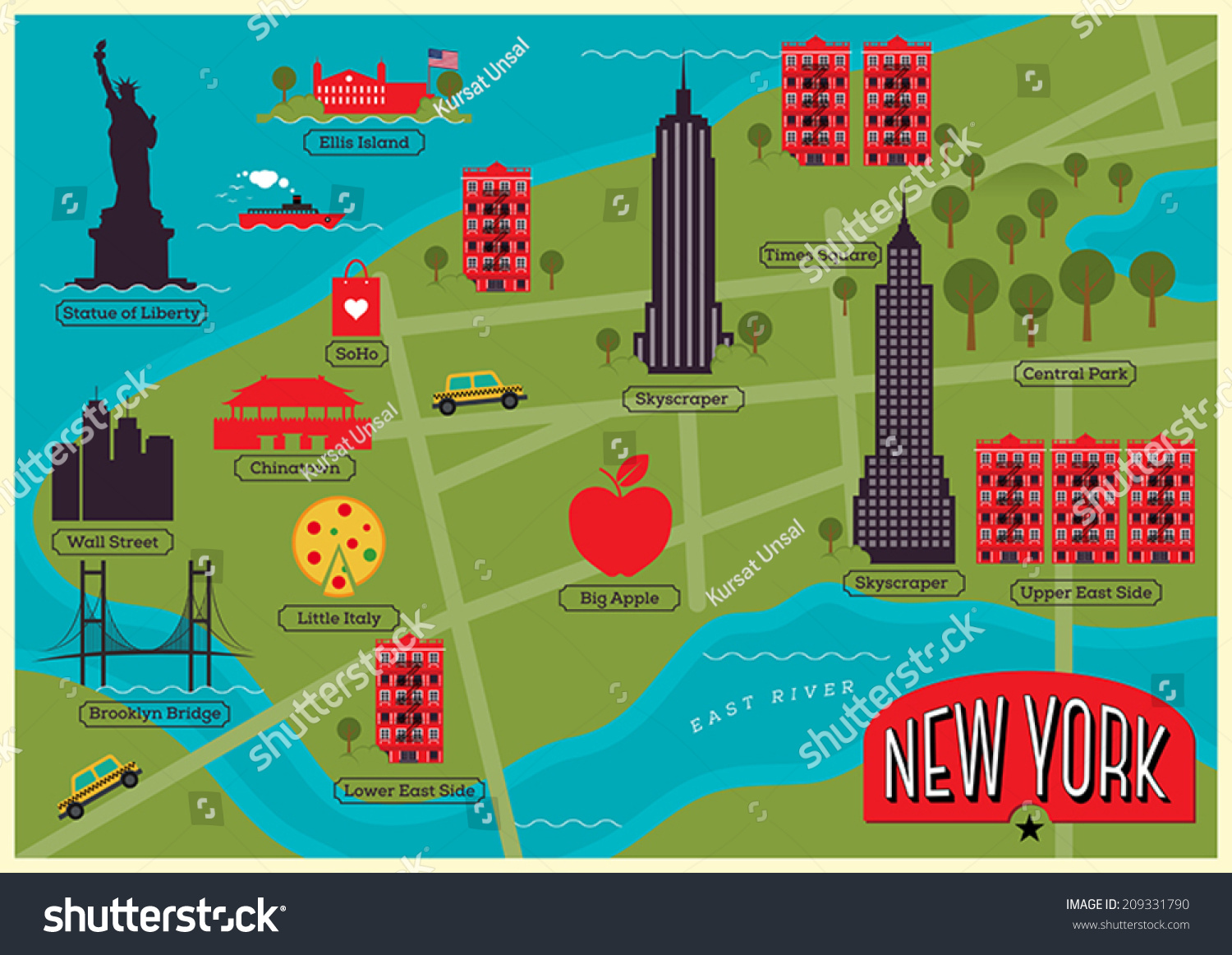 Chinatown New York Map City Map New York City United Stock Vector (Royalty Free) 209331790 |  Shutterstock