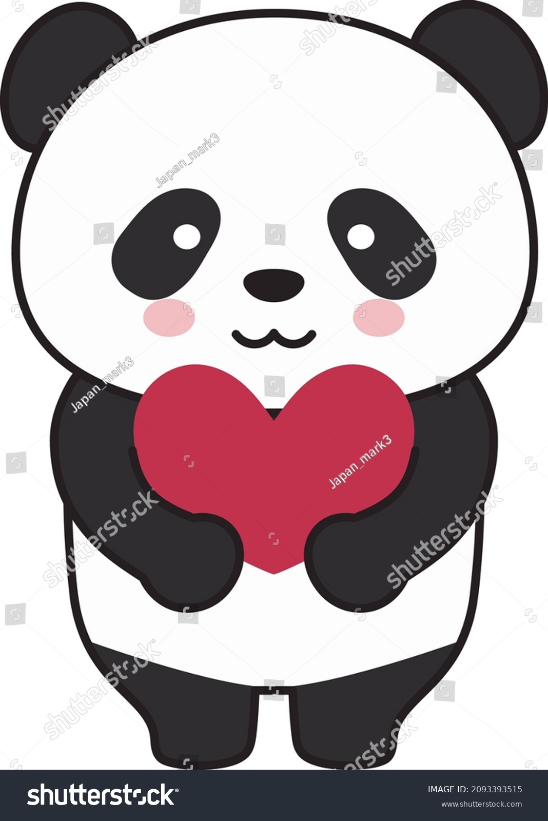 Panda Love Heart Vector Illustration Isolated Stock Vector (Royalty ...