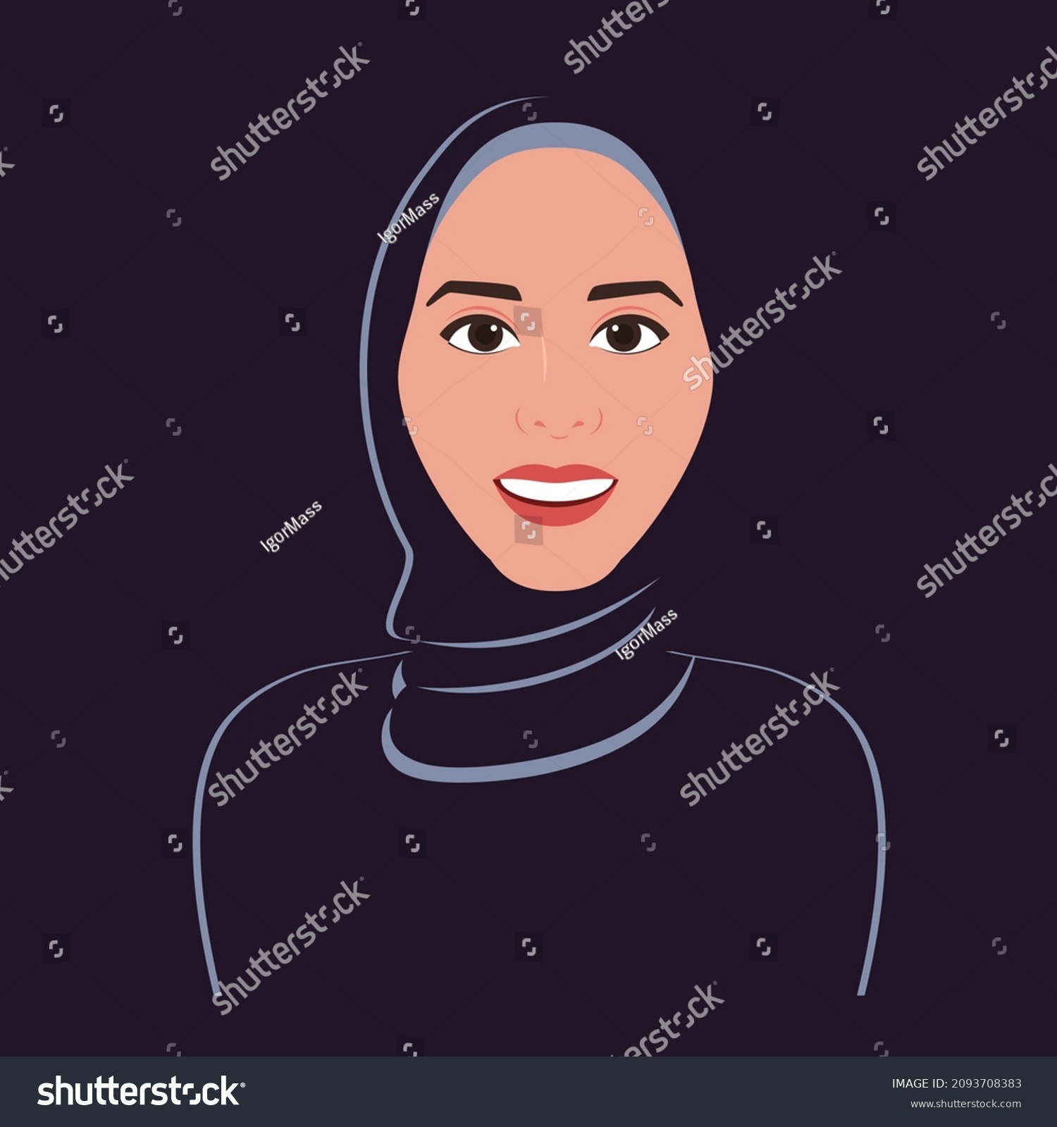 Joyful Muslim Girl Hijab Isolated Vector Stock Vector (Royalty Free ...