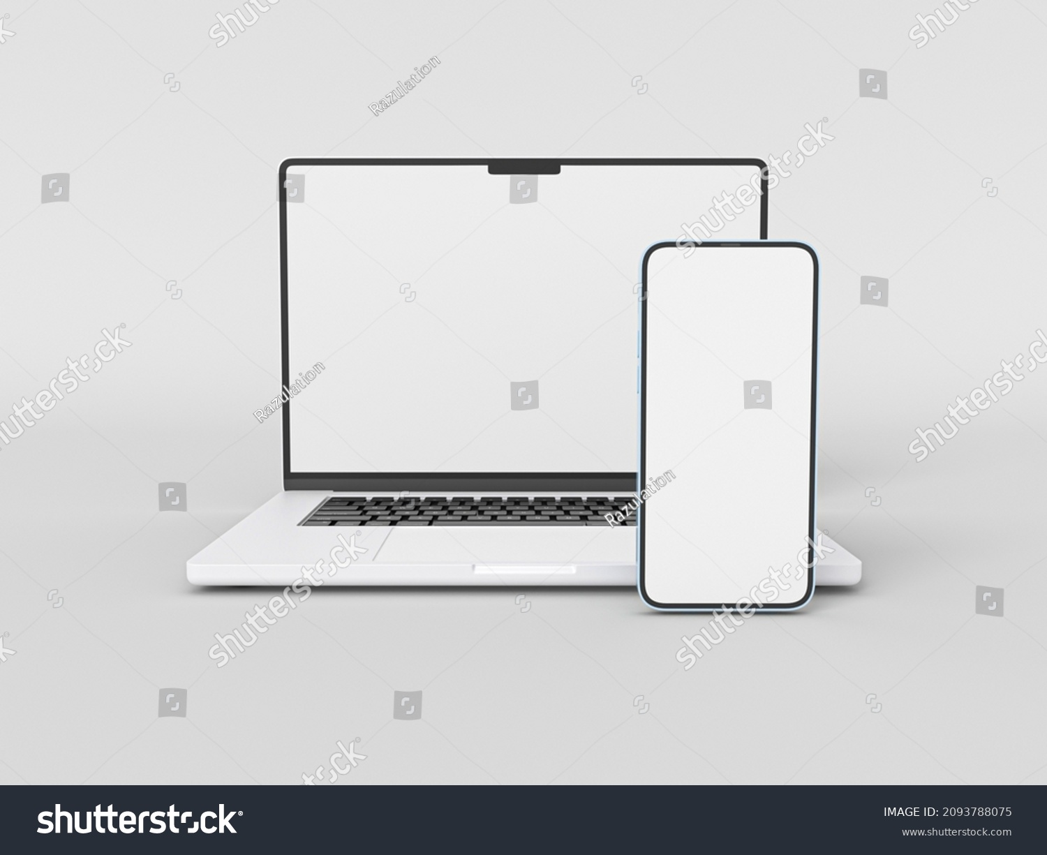 MacBook Pro Laptop And IPhone 13 Smartphone In 3D Rendered Illustration