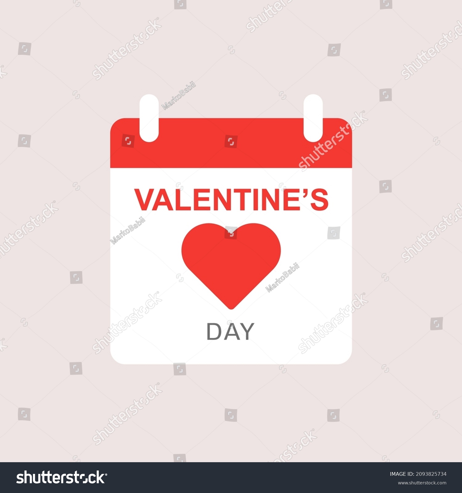 Valentines Day Calendar Vector Illustration Stock Vector (Royalty Free