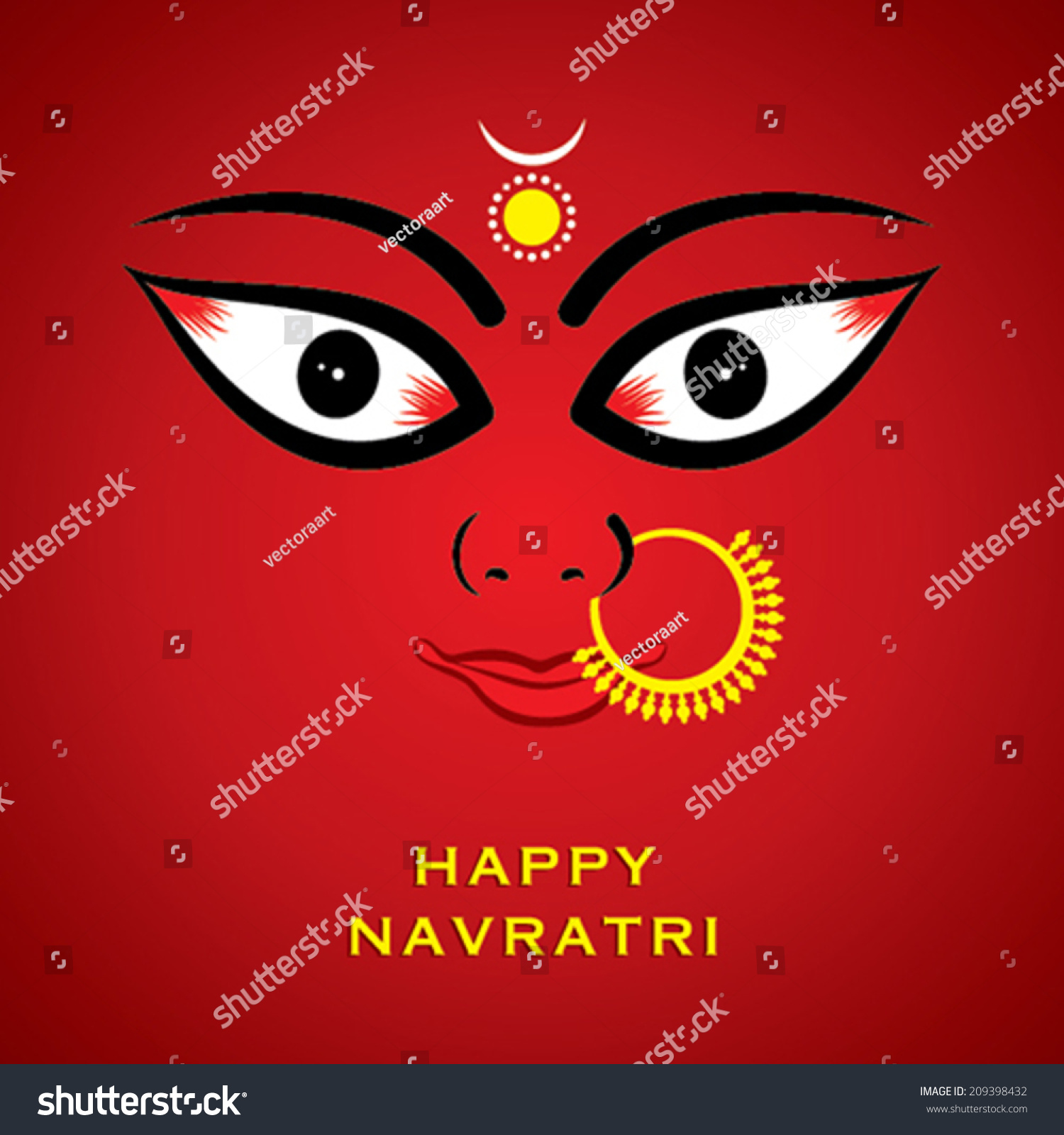 Indian Godess Durga Devi Face Background Stock Vector (Royalty Free ...