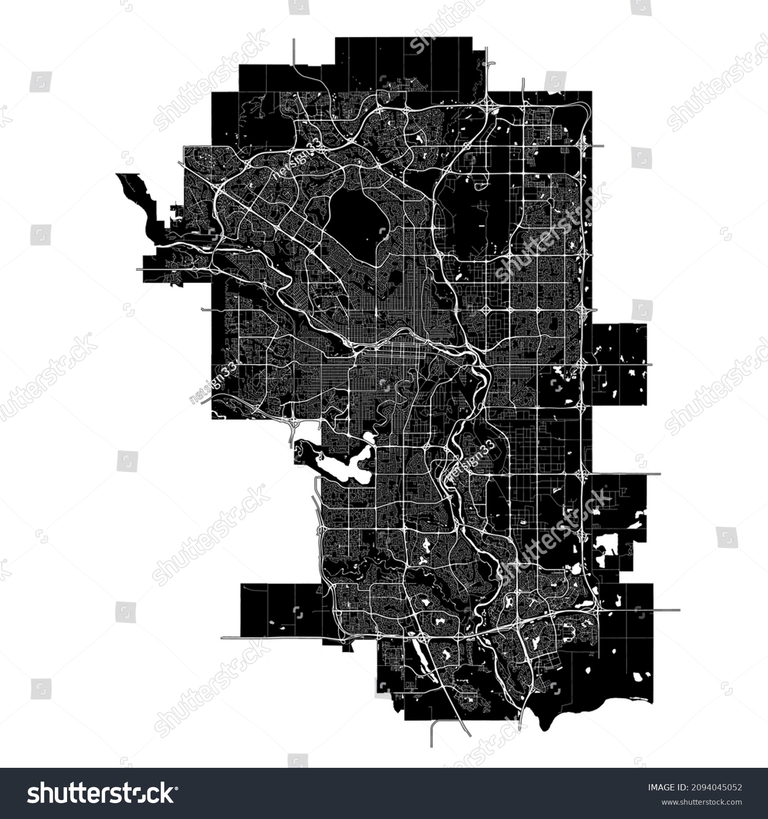 Calgary Canada High Resolution Vector Map Stock Vector (Royalty Free ...