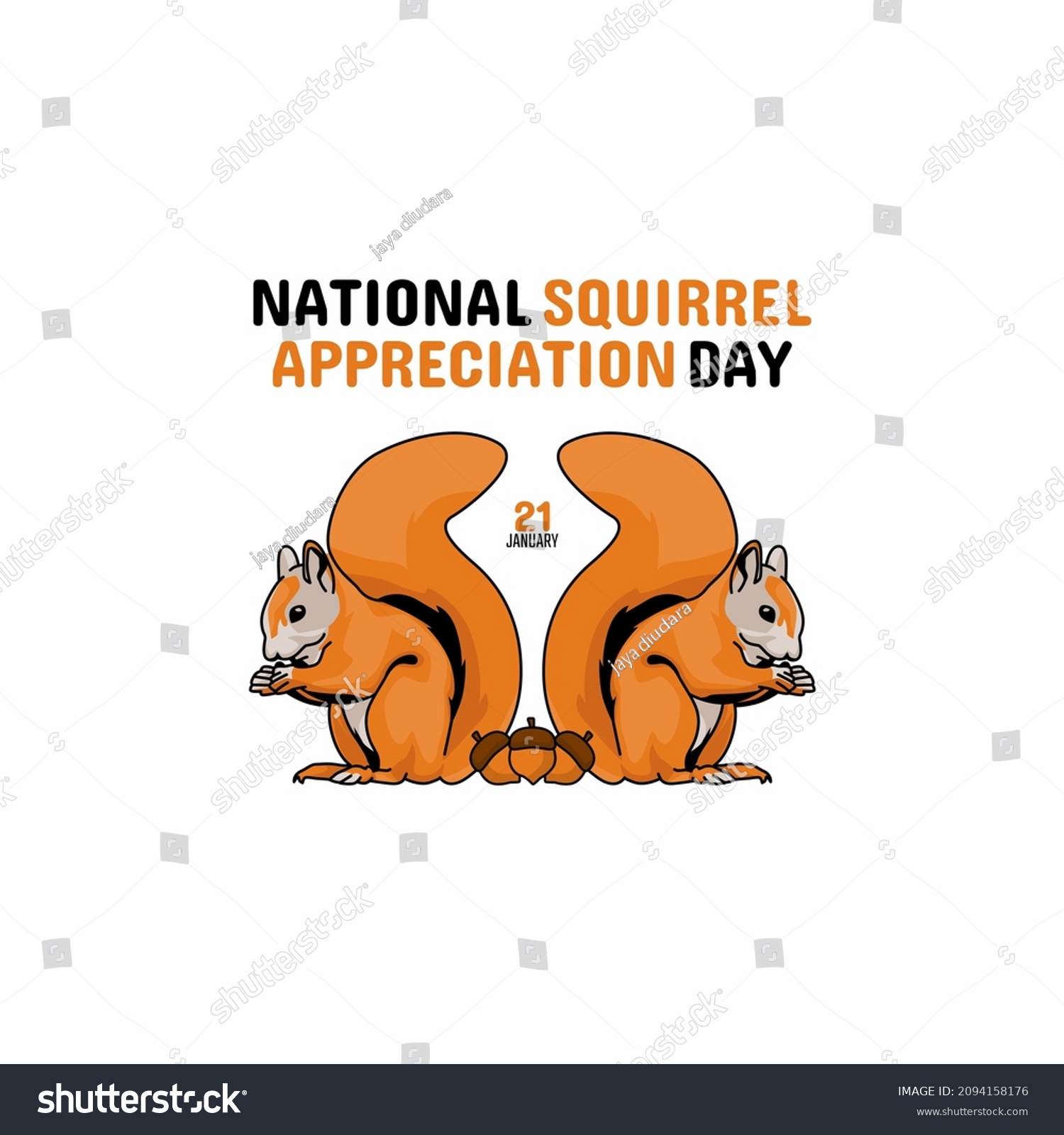 Vector Graphic National Squirrel Appreciation Day Stock Vector (Royalty