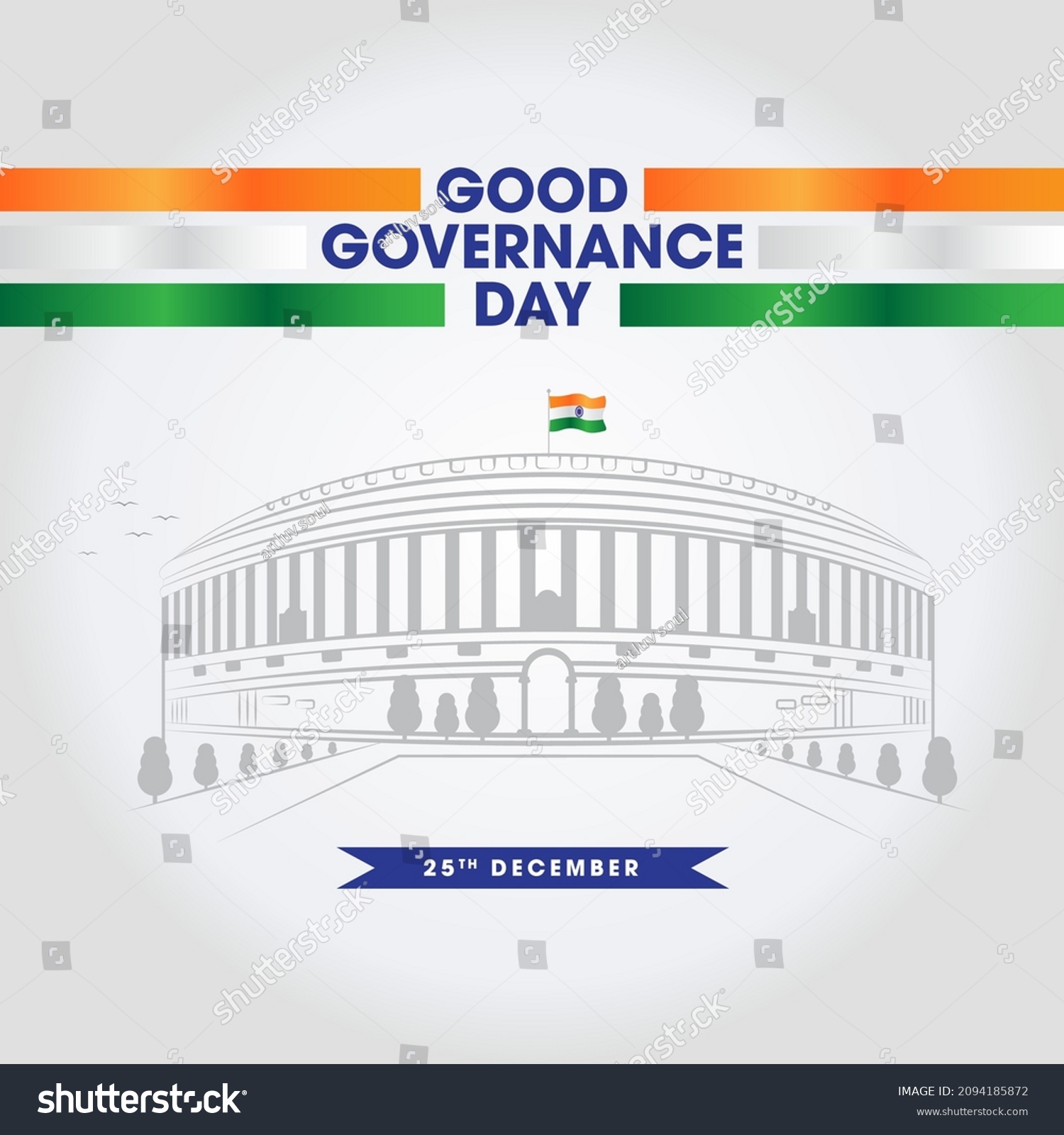 India National Good Governance Day 25th Stock Vector (Royalty Free ...